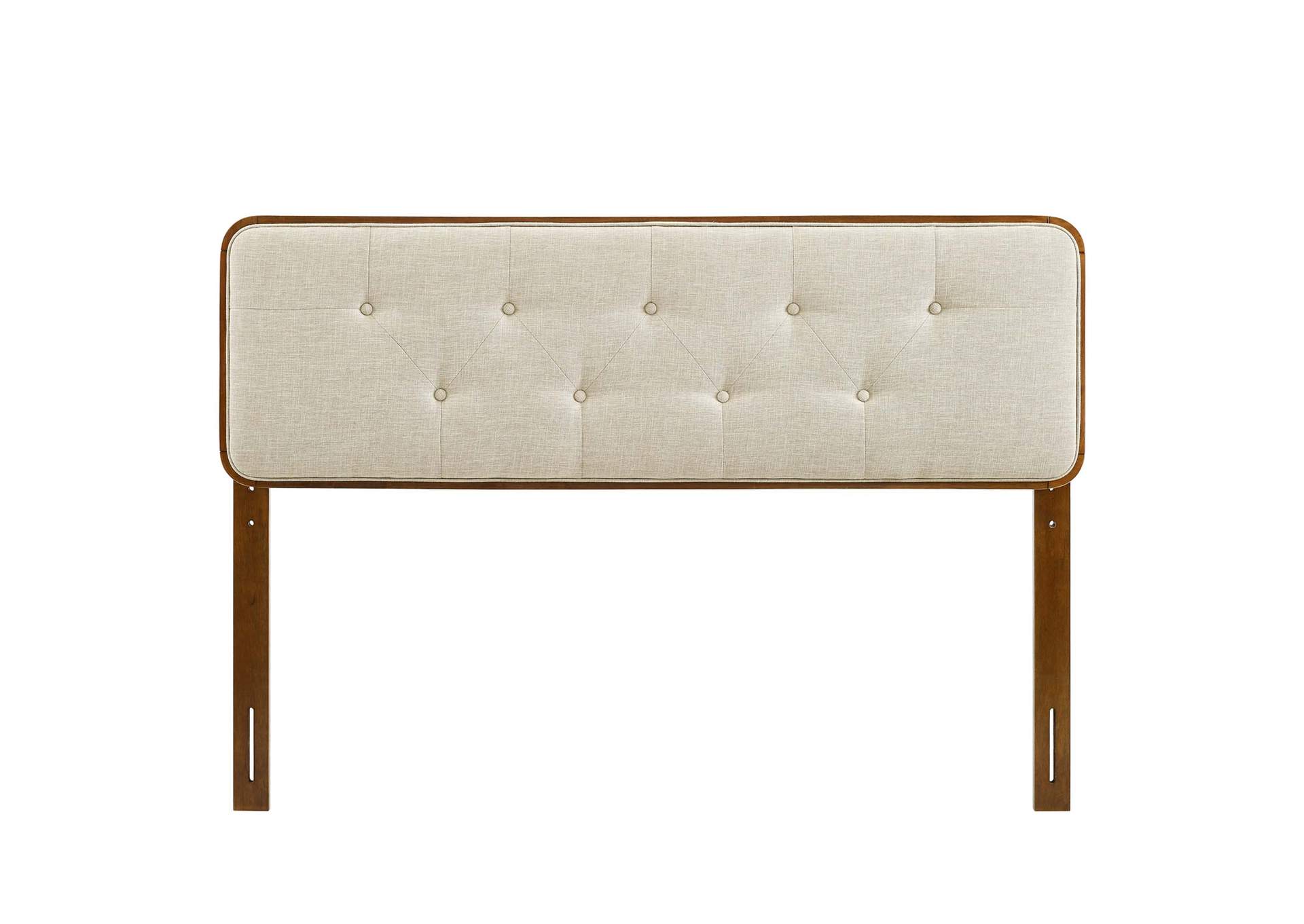 Collins Walnut Beige Tufted Full Fabric and Wood Headboard,Modway