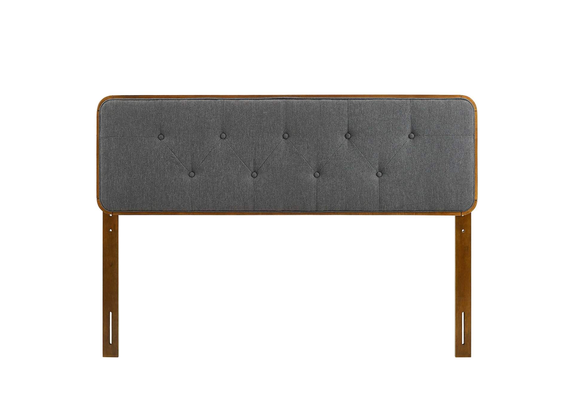 Collins Walnut Charcoal Tufted Full Fabric and Wood Headboard,Modway