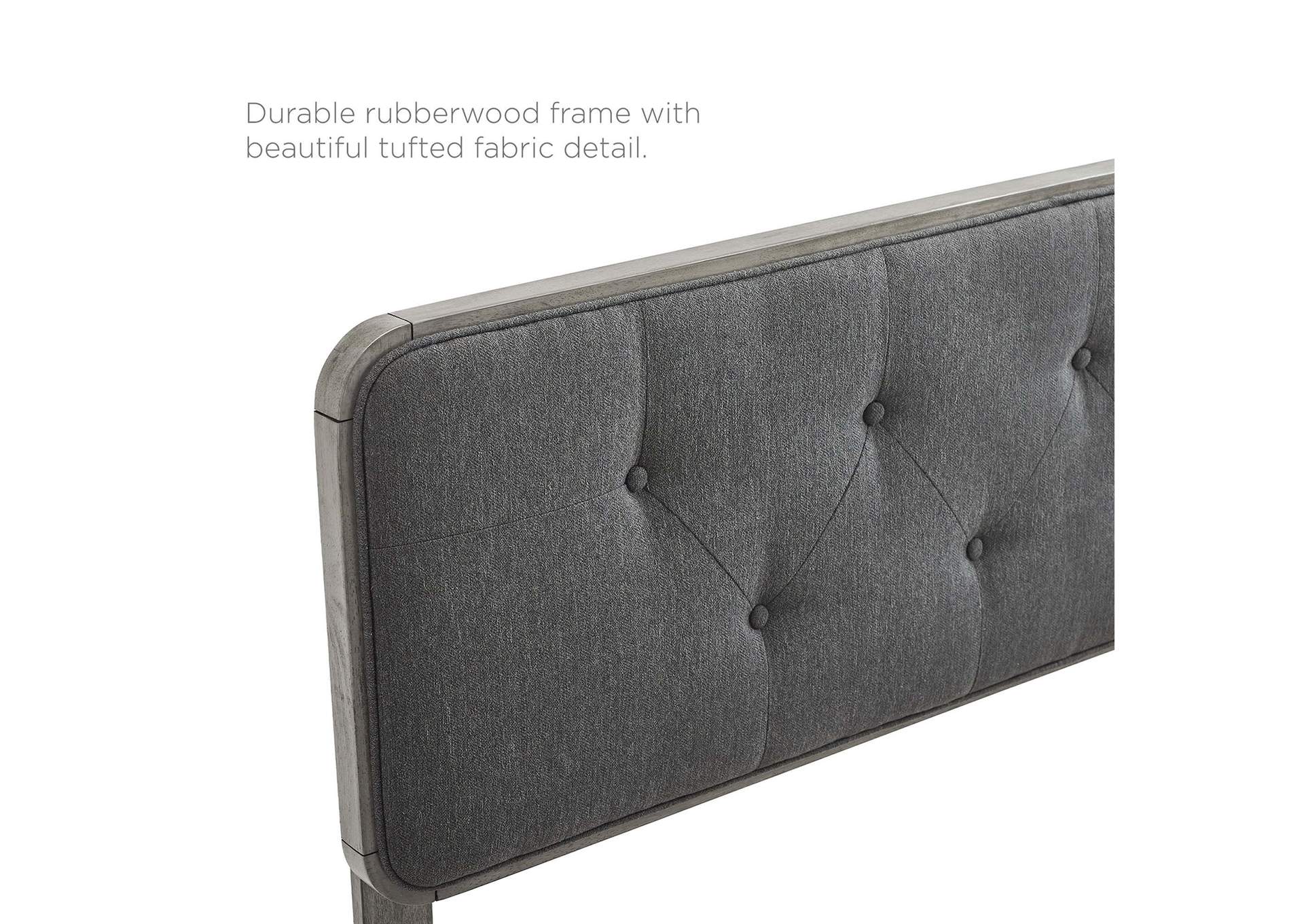 Collins Gray Charcoal Tufted King Fabric and Wood Headboard,Modway