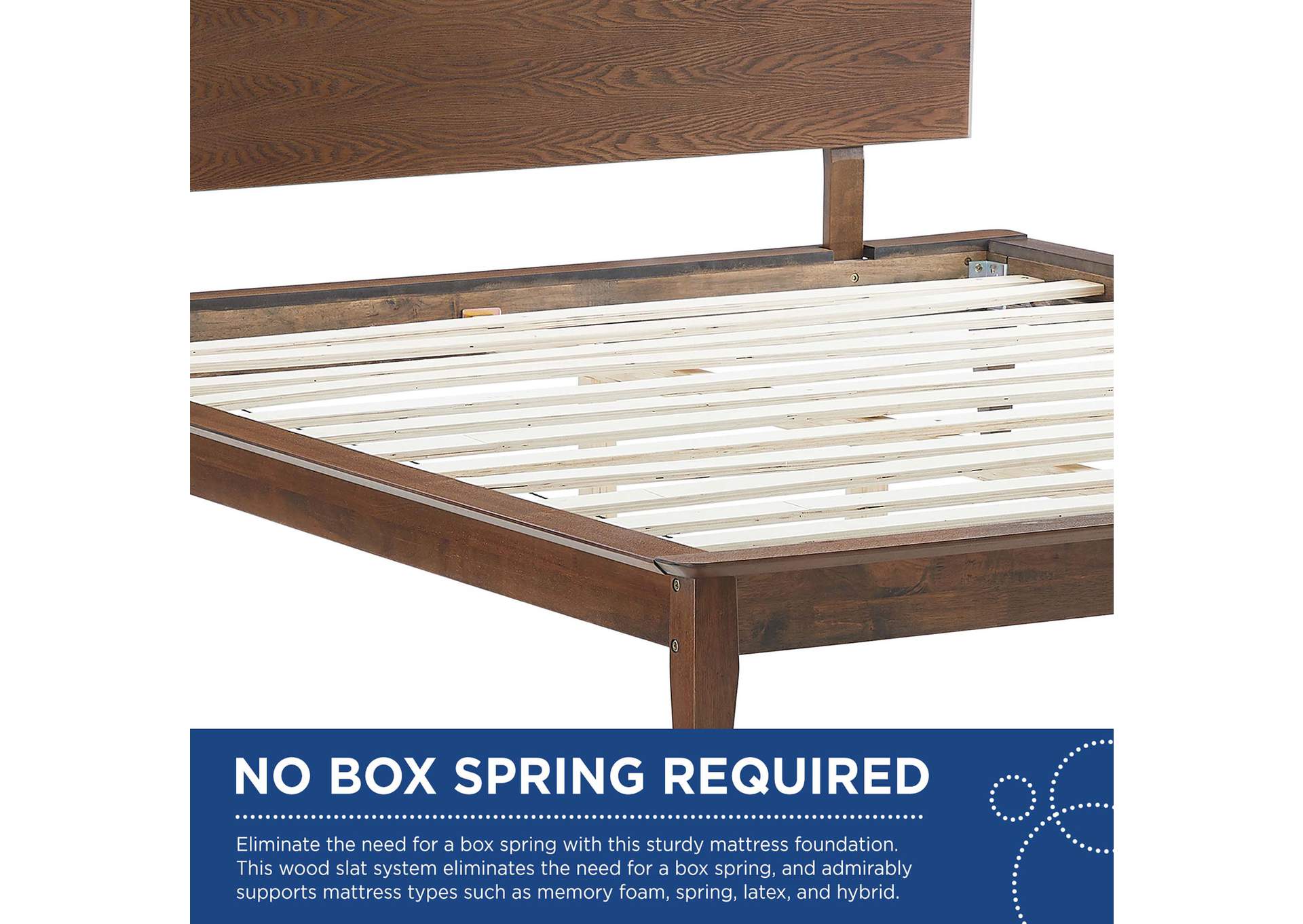 Walnut Astra King Wood Platform Bed,Modway