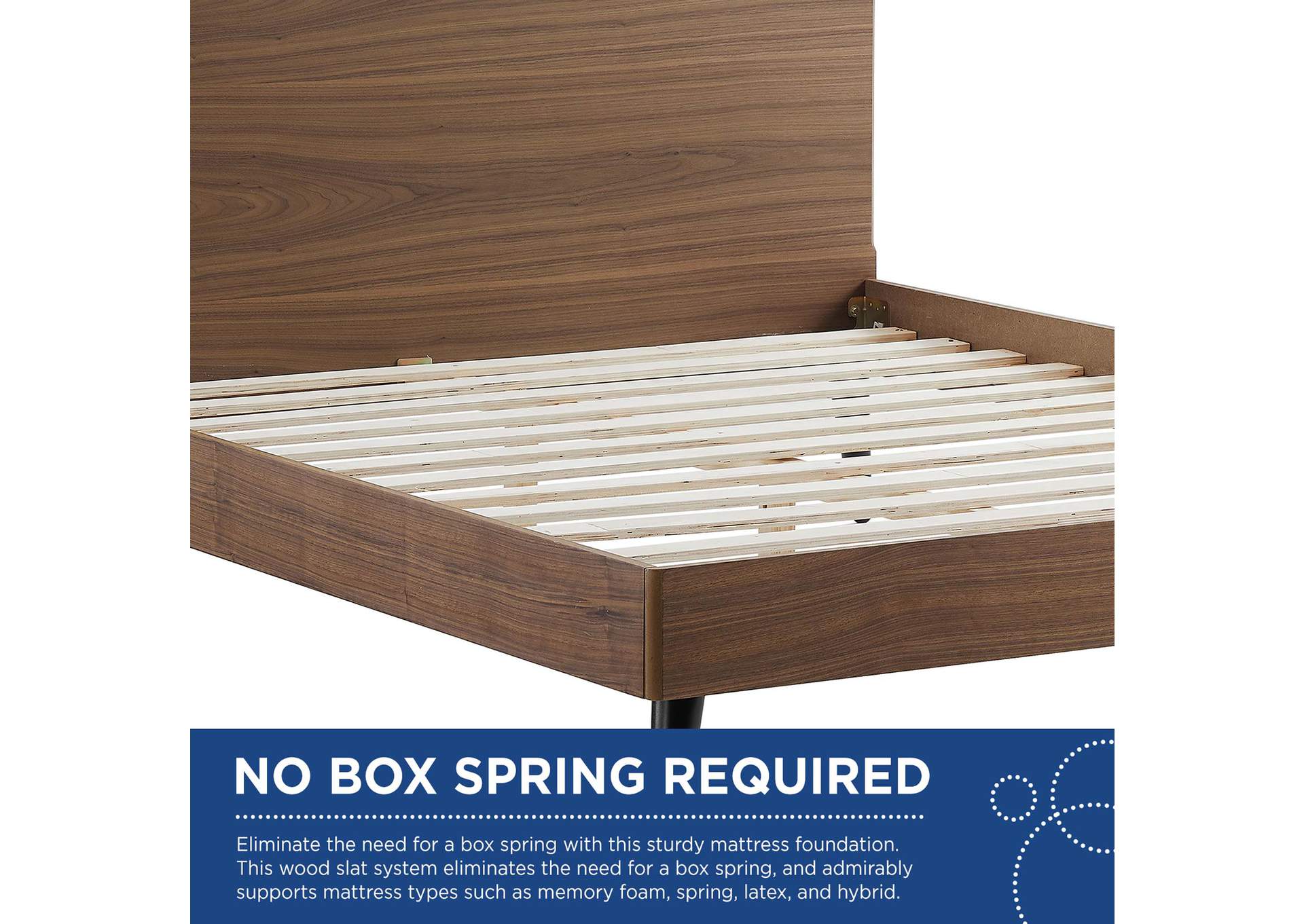 Walnut Bronwen King Wood Platform Bed,Modway