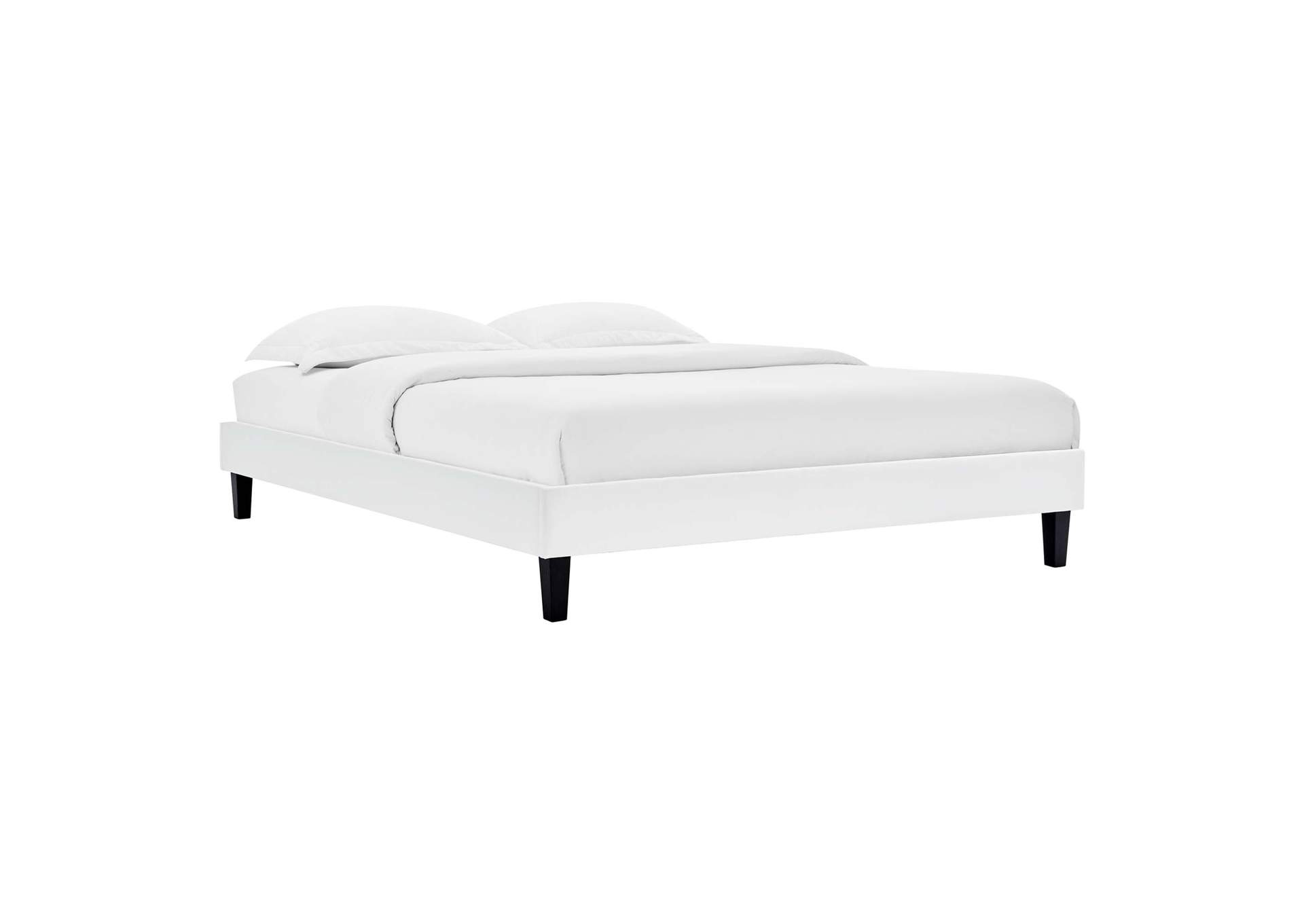 White Reign Twin Performance Velvet Platform Bed Frame,Modway