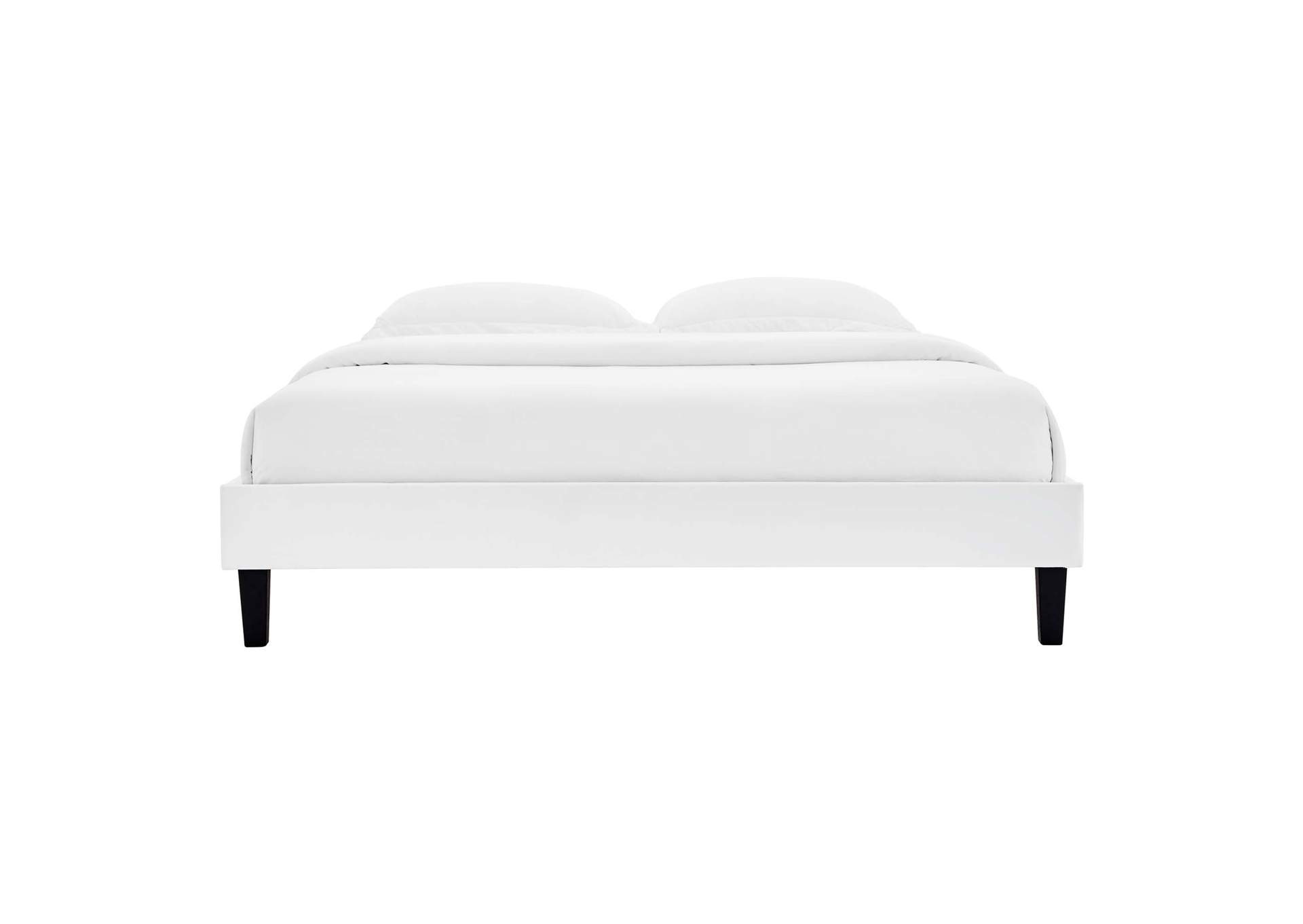 White Reign Twin Performance Velvet Platform Bed Frame,Modway