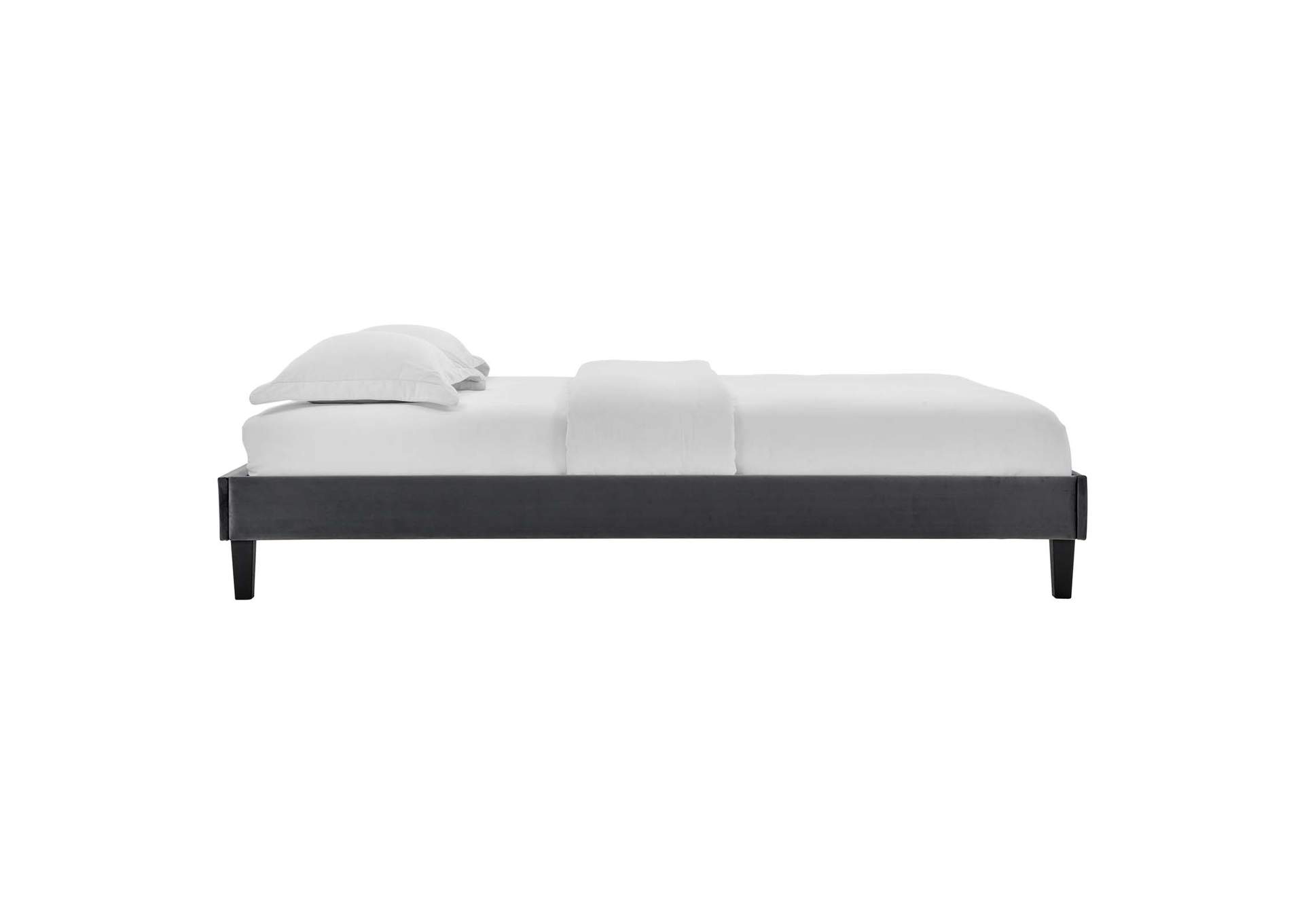 Charcoal Reign Queen Performance Velvet Platform Bed Frame,Modway