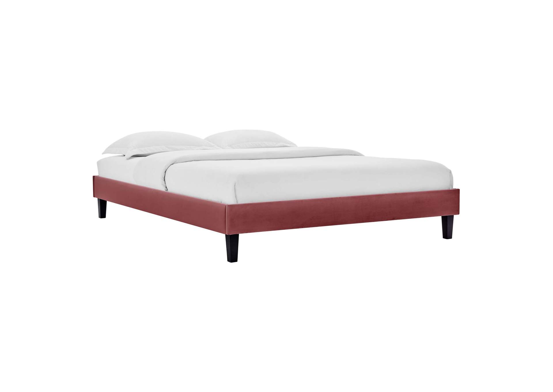 Dusty Rose Reign Queen Performance Velvet Platform Bed Frame,Modway