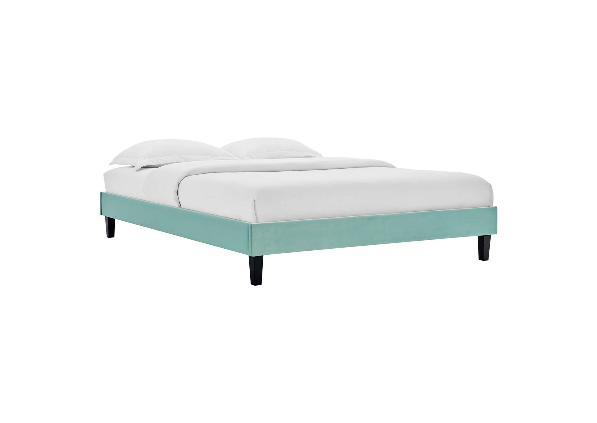 Mint Reign Queen Performance Velvet Platform Bed Frame,Modway