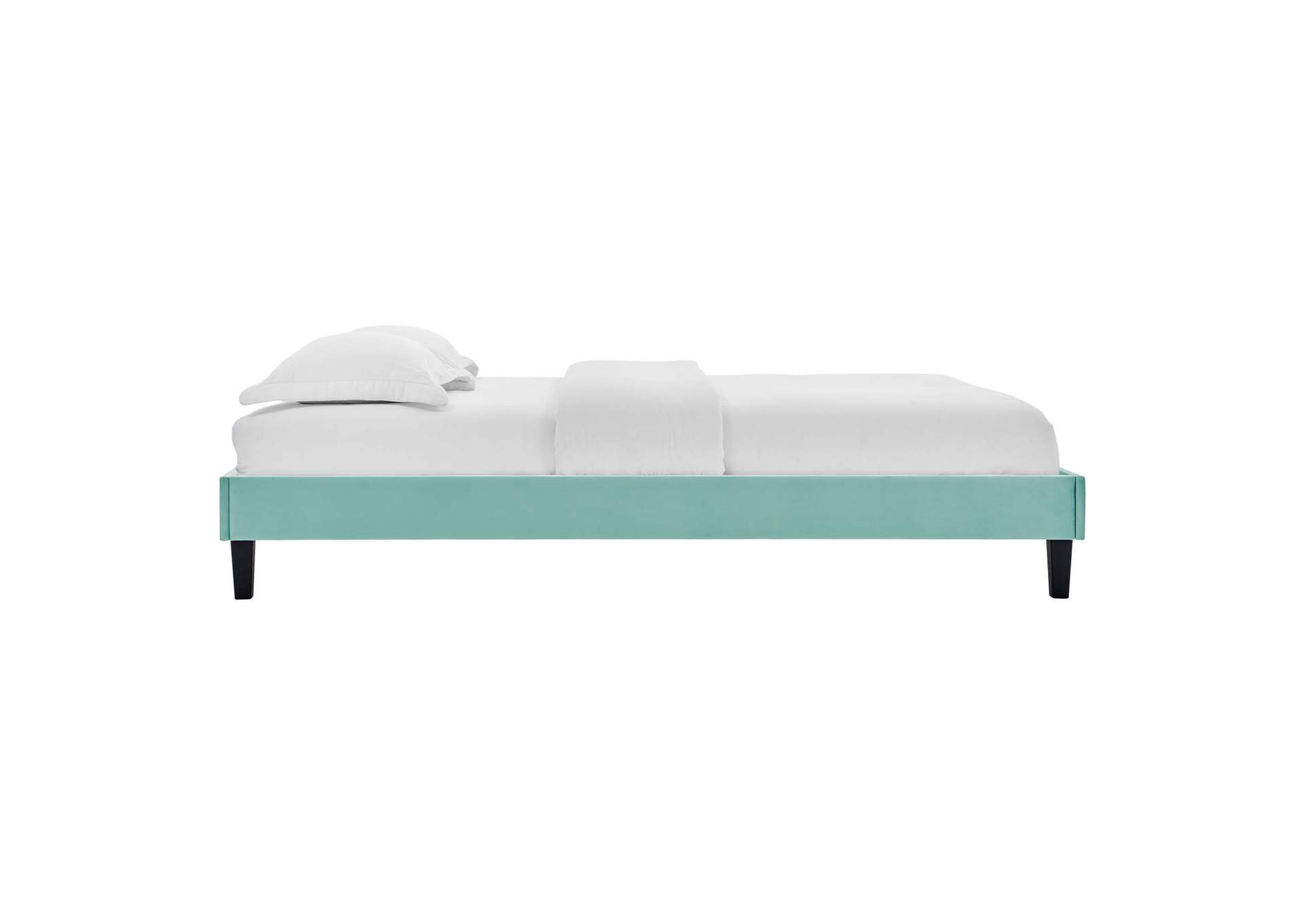Mint Reign Queen Performance Velvet Platform Bed Frame,Modway