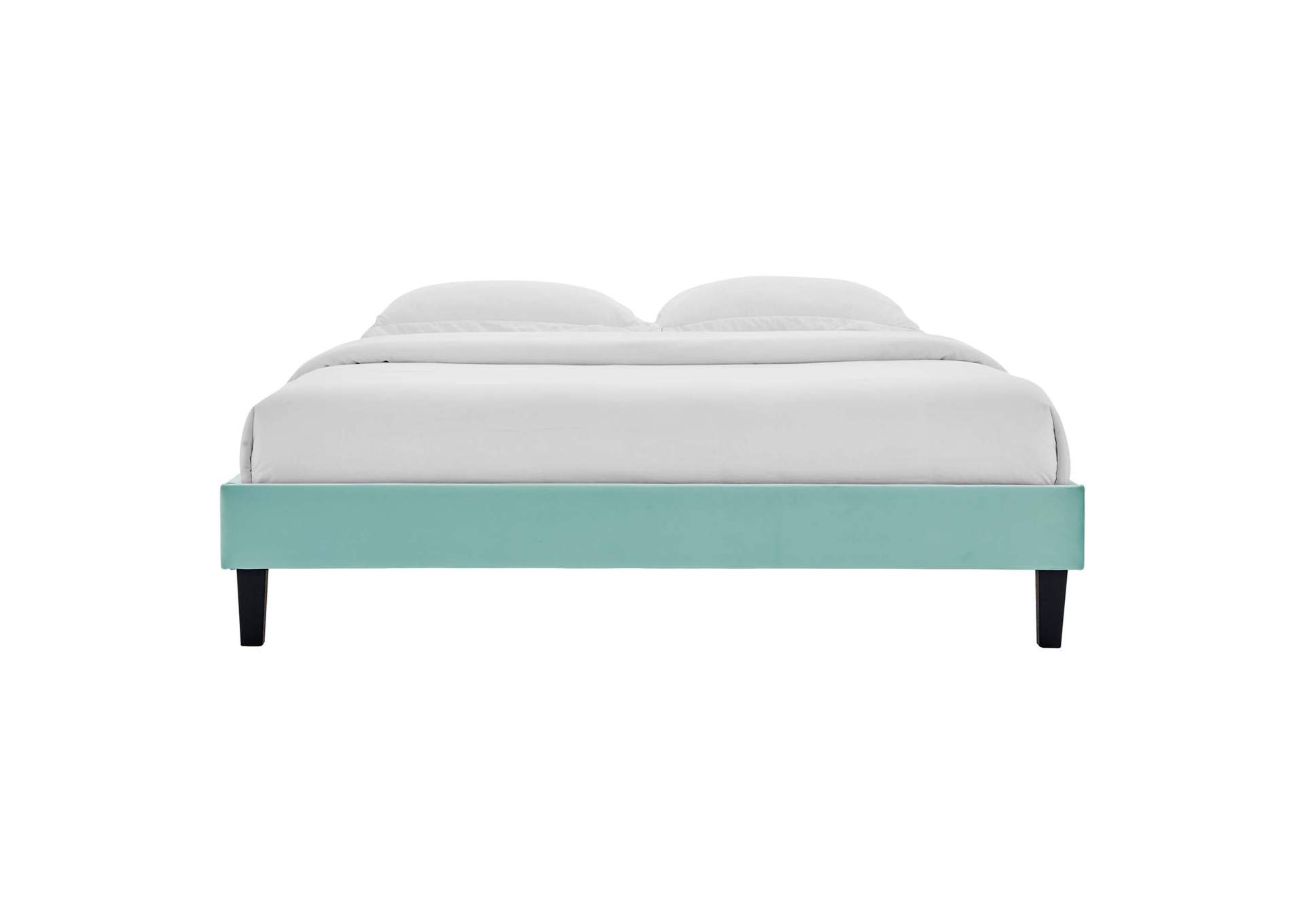 Mint Reign Queen Performance Velvet Platform Bed Frame,Modway