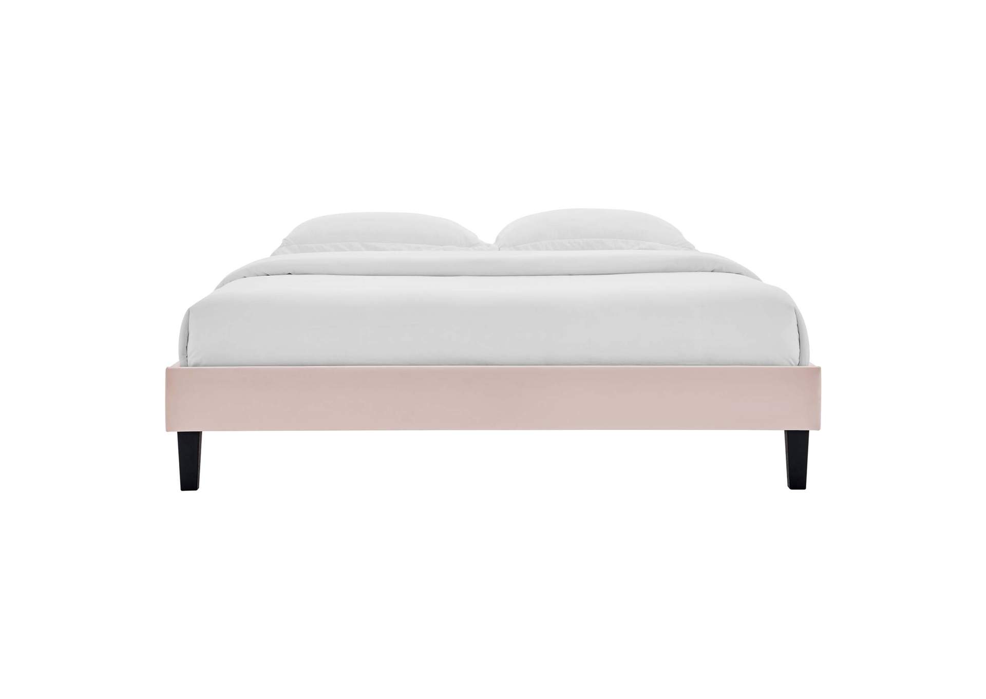 Pink Reign Queen Performance Velvet Platform Bed Frame,Modway