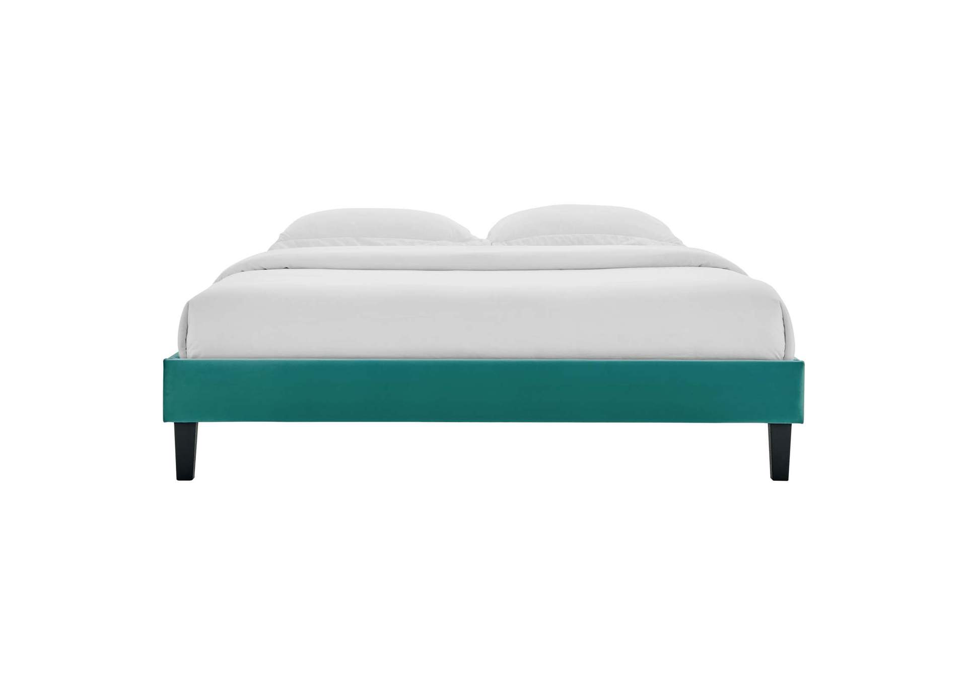 Teal Reign Queen Performance Velvet Platform Bed Frame,Modway
