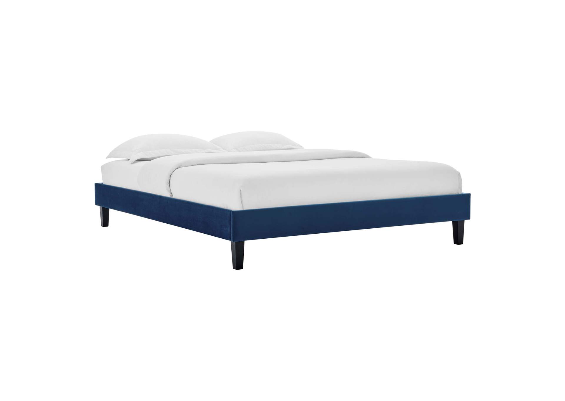 Navy Reign King Performance Velvet Platform Bed Frame,Modway