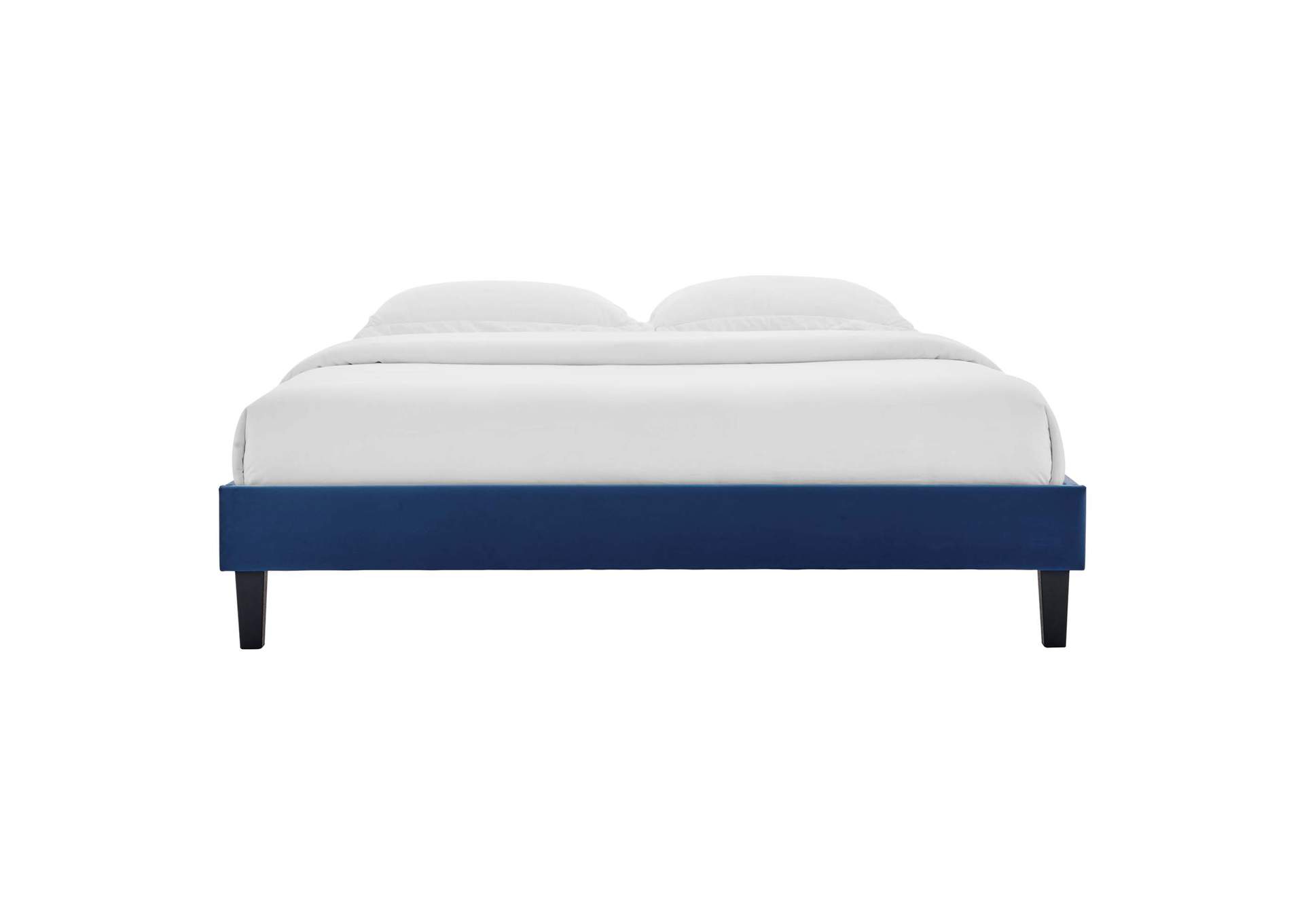 Navy Reign King Performance Velvet Platform Bed Frame,Modway