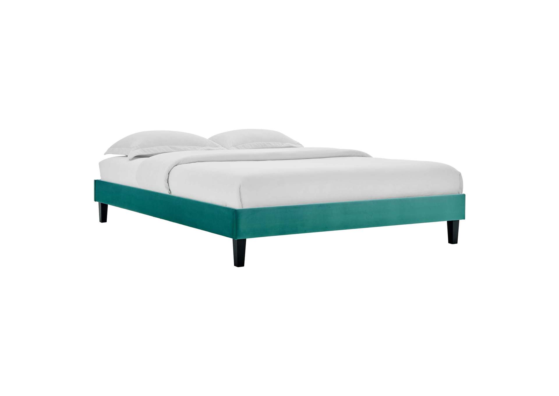 Teal Reign King Performance Velvet Platform Bed Frame,Modway