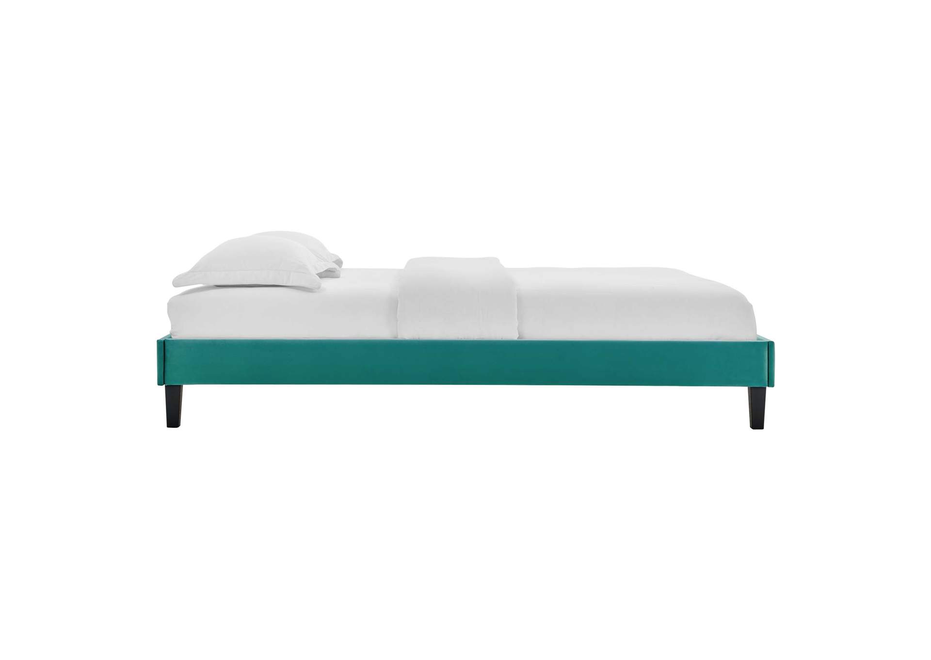 Teal Reign King Performance Velvet Platform Bed Frame,Modway