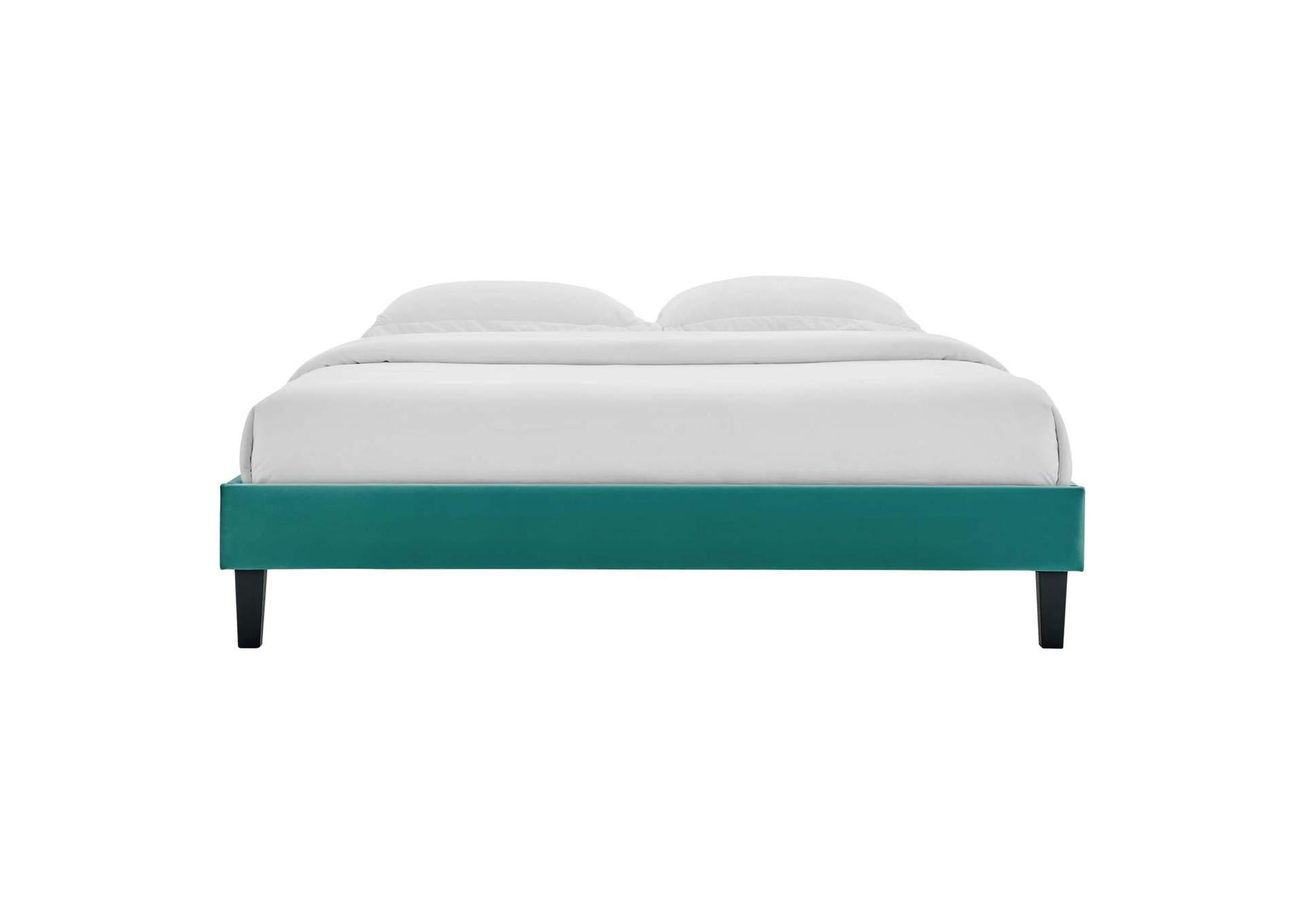 Teal Reign King Performance Velvet Platform Bed Frame,Modway