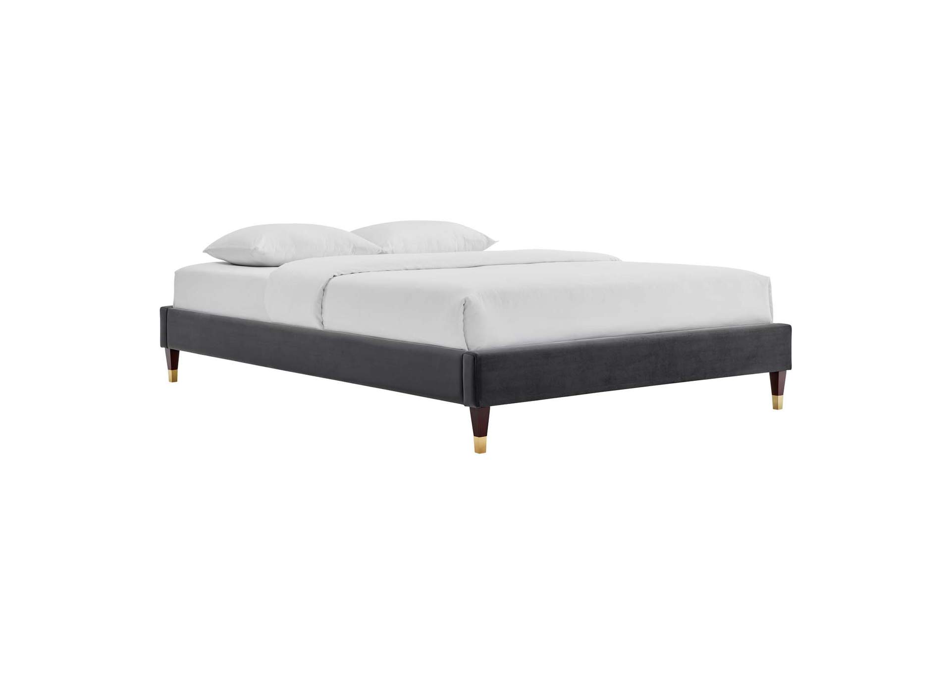 Charcoal Harlow Twin Performance Velvet Platform Bed Frame,Modway