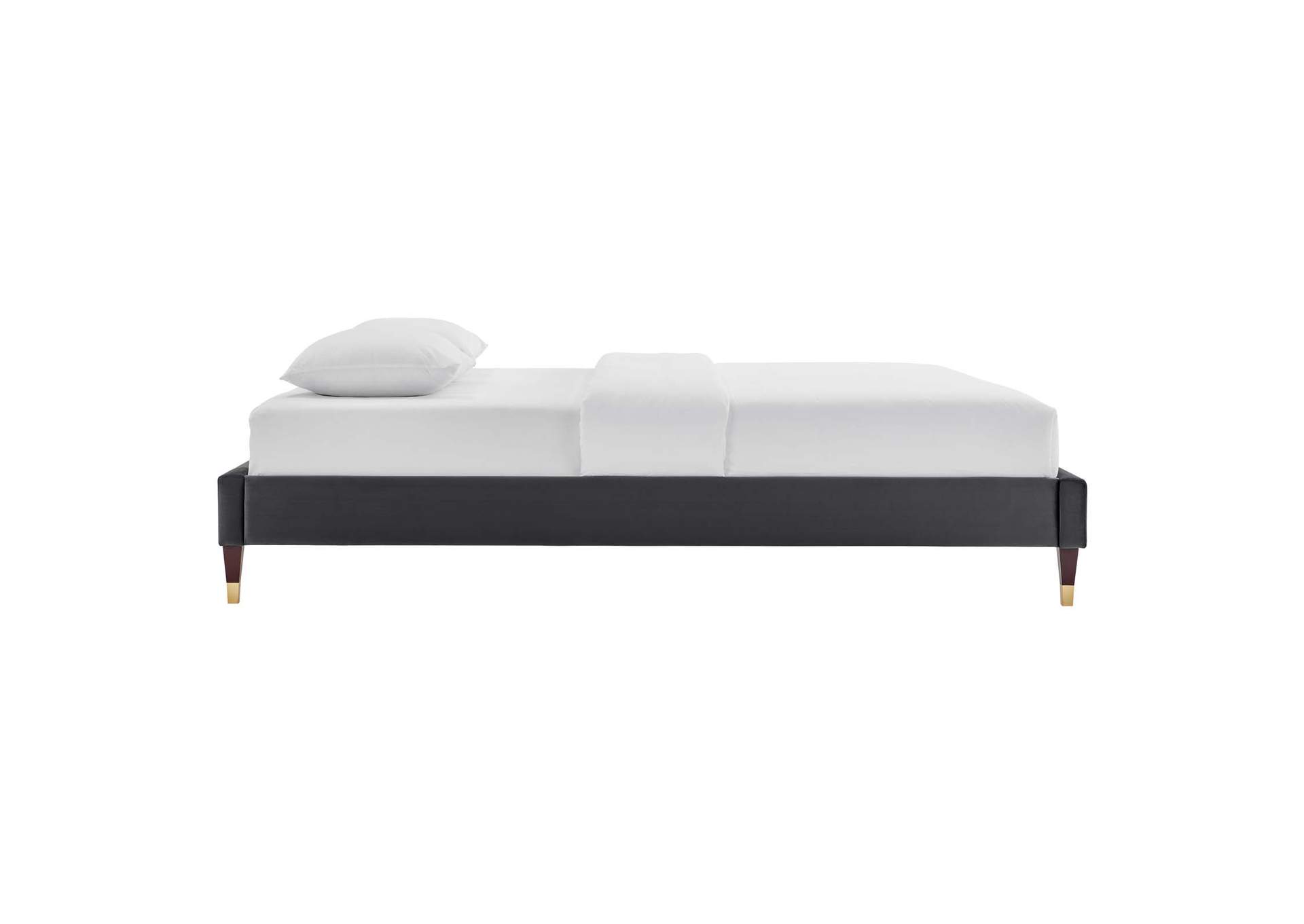 Charcoal Harlow Twin Performance Velvet Platform Bed Frame,Modway