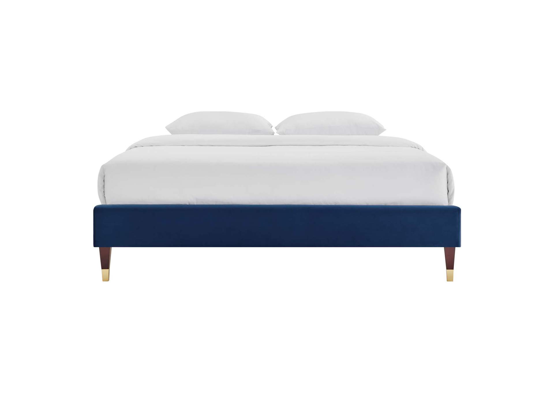 Navy Harlow Twin Performance Velvet Platform Bed Frame,Modway