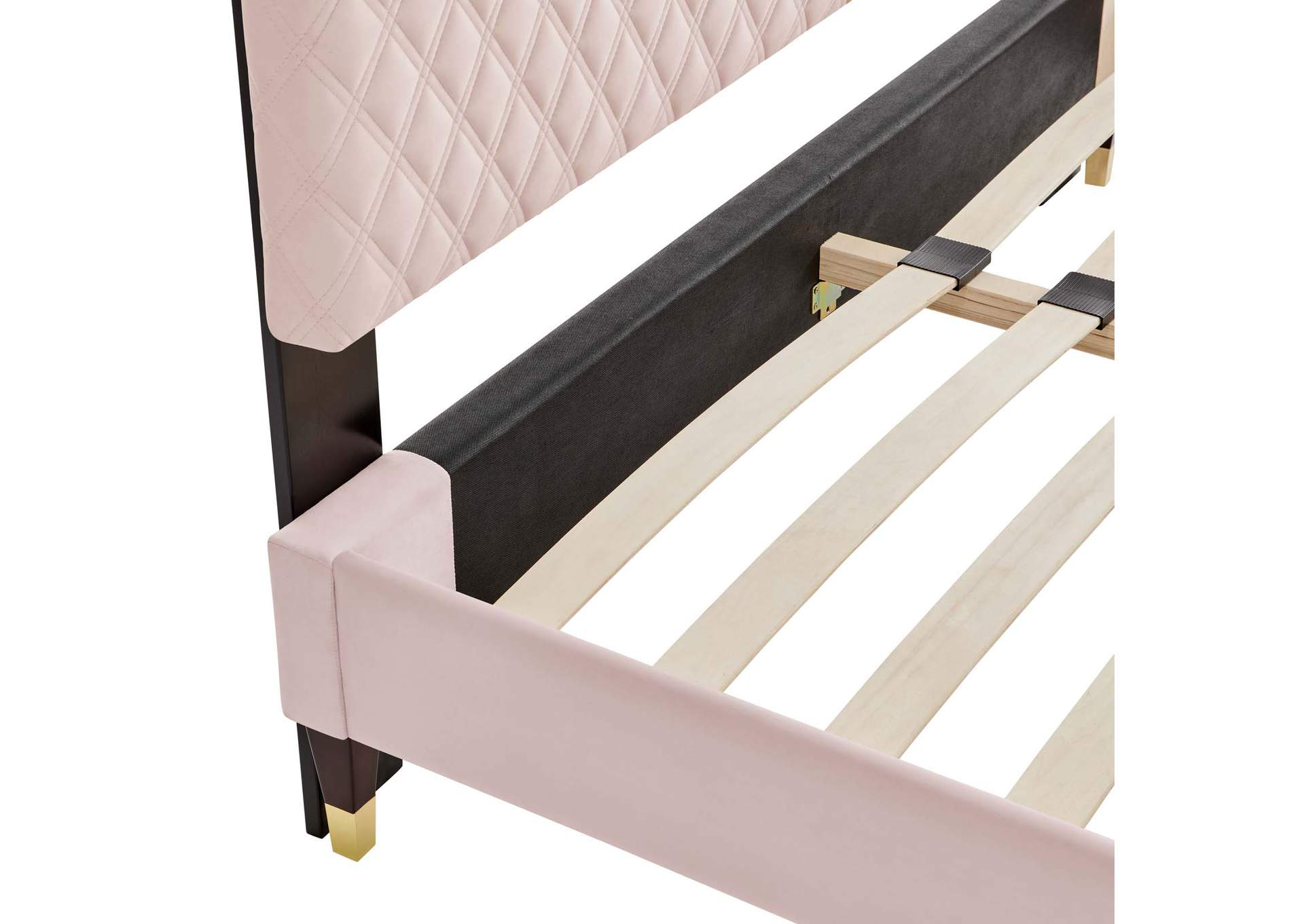 Pink Harlow Twin Performance Velvet Platform Bed Frame,Modway