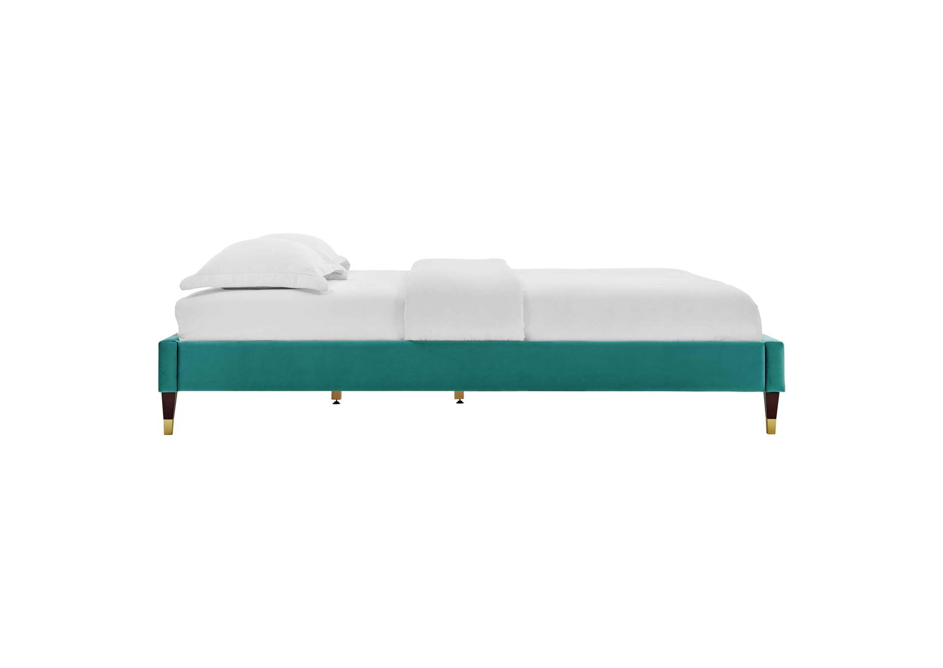 Teal Harlow Twin Performance Velvet Platform Bed Frame,Modway