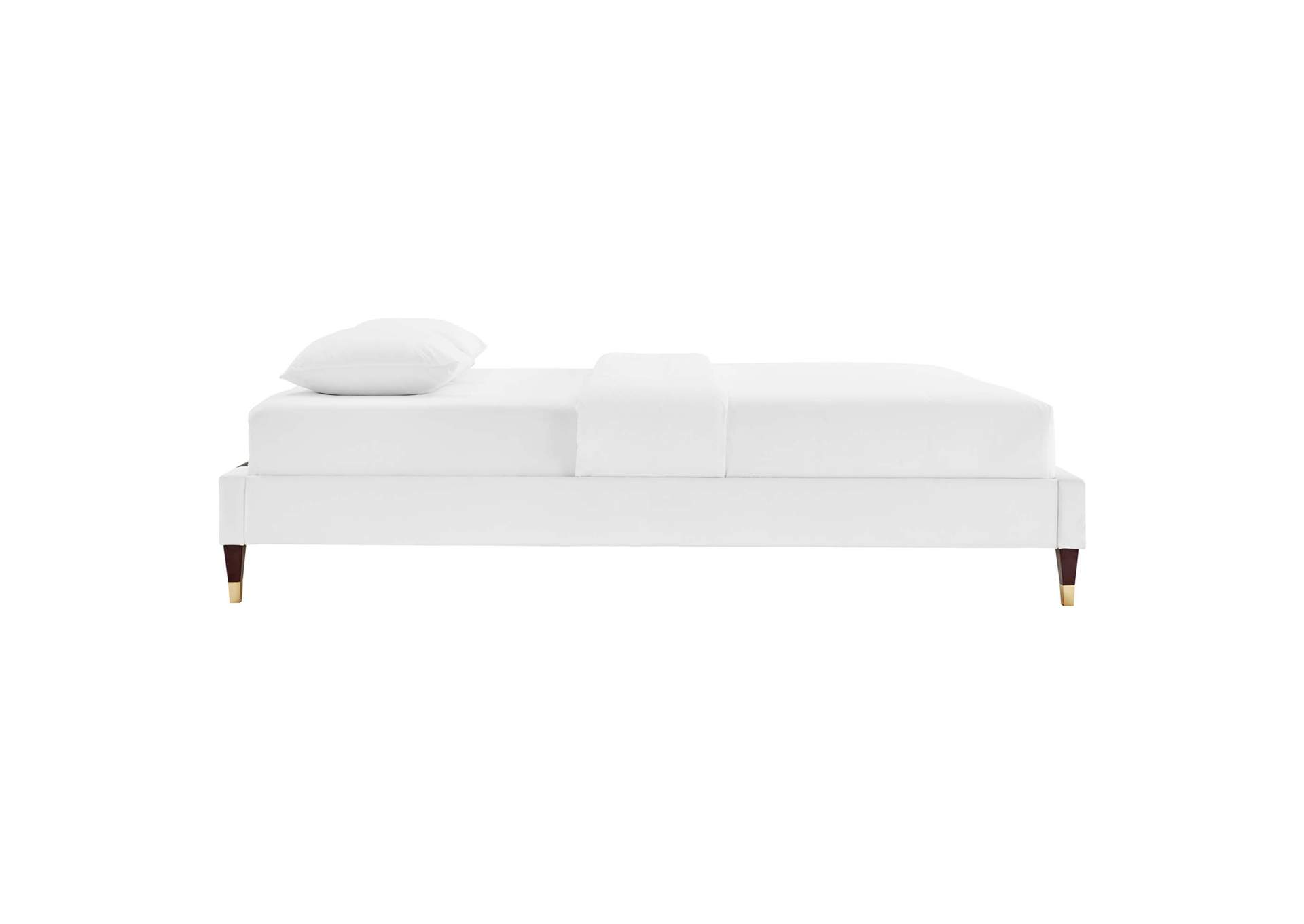 White Harlow Twin Performance Velvet Platform Bed Frame,Modway