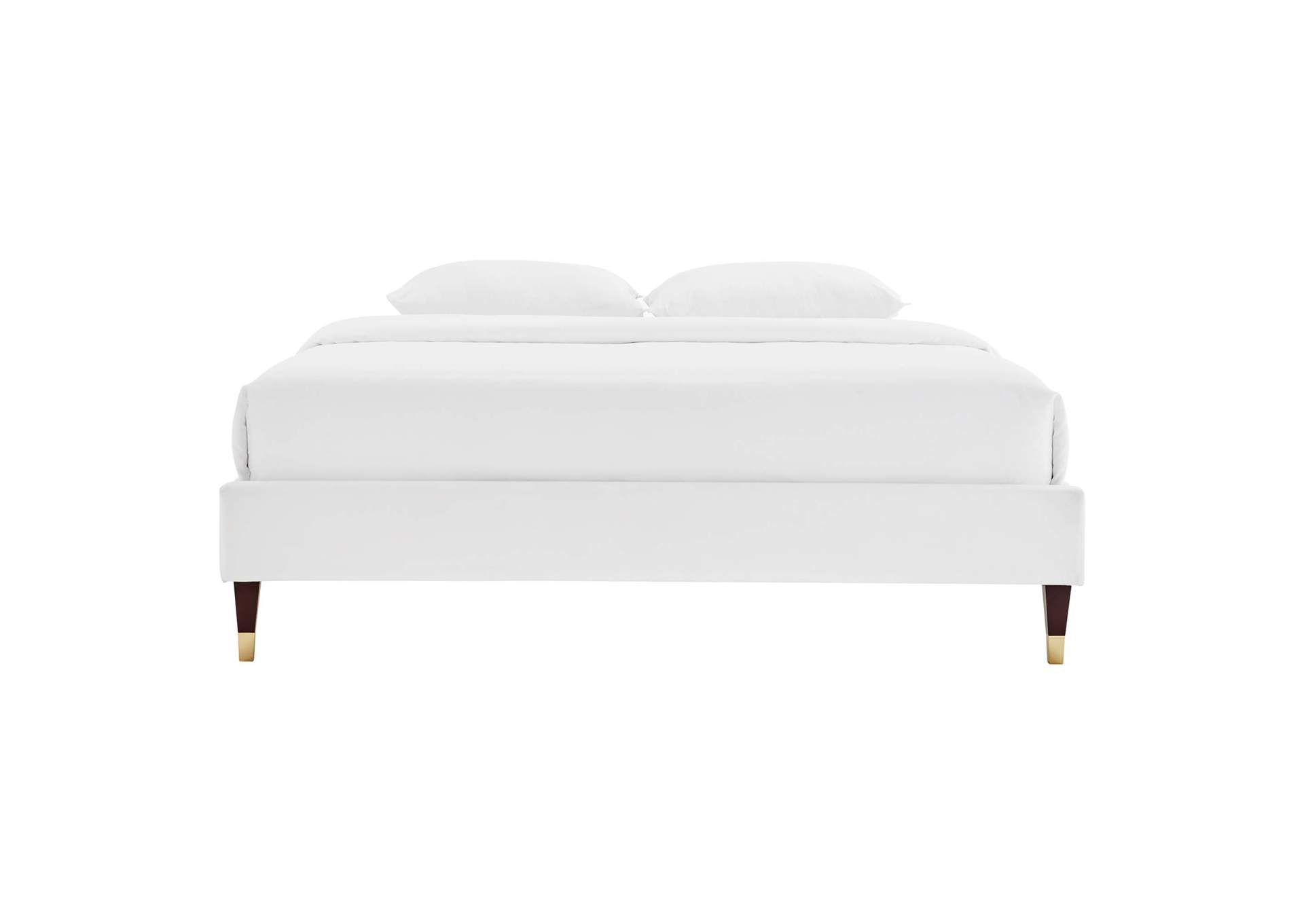 White Harlow Twin Performance Velvet Platform Bed Frame,Modway