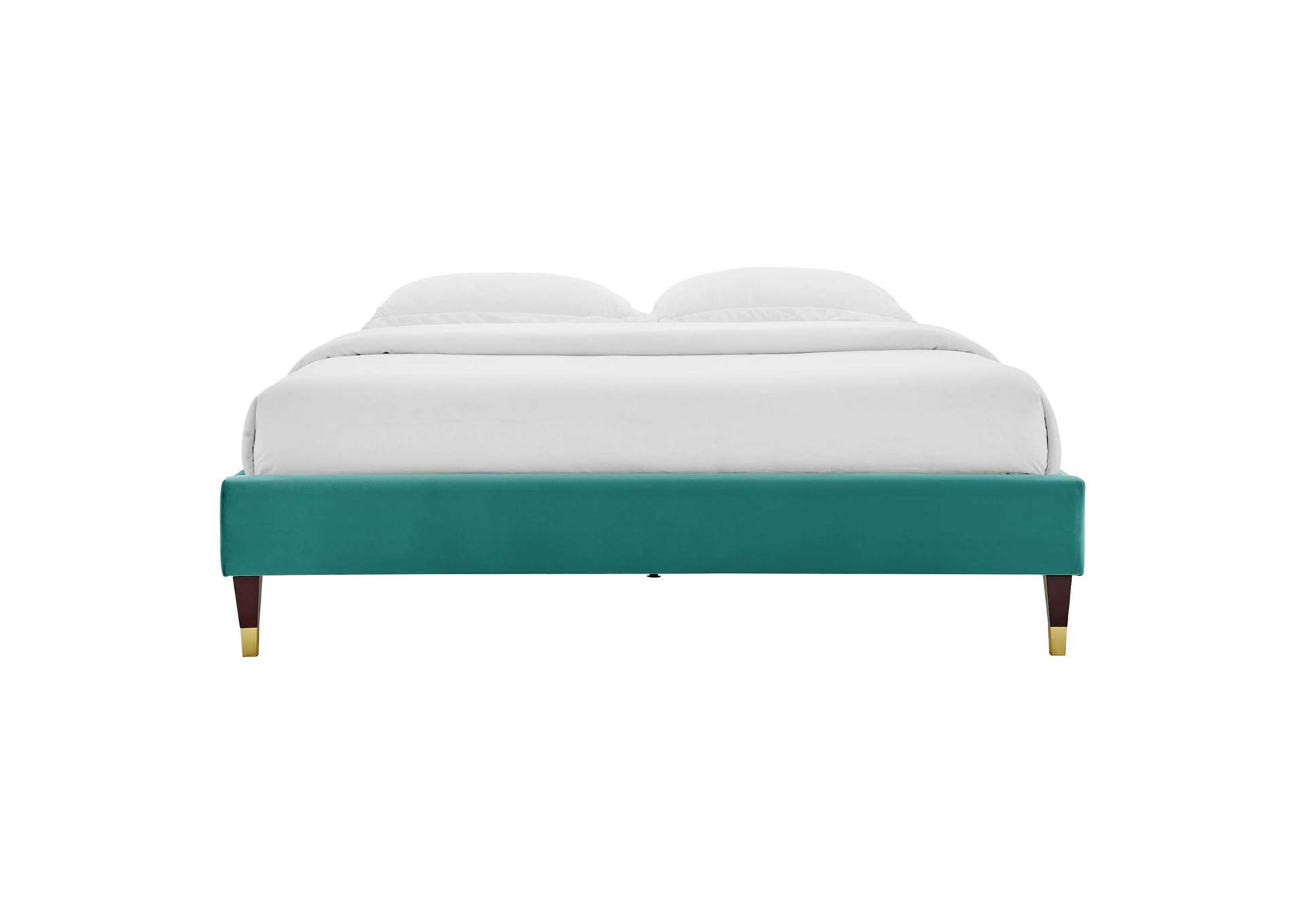 Teal Harlow Full Performance Velvet Platform Bed Frame,Modway