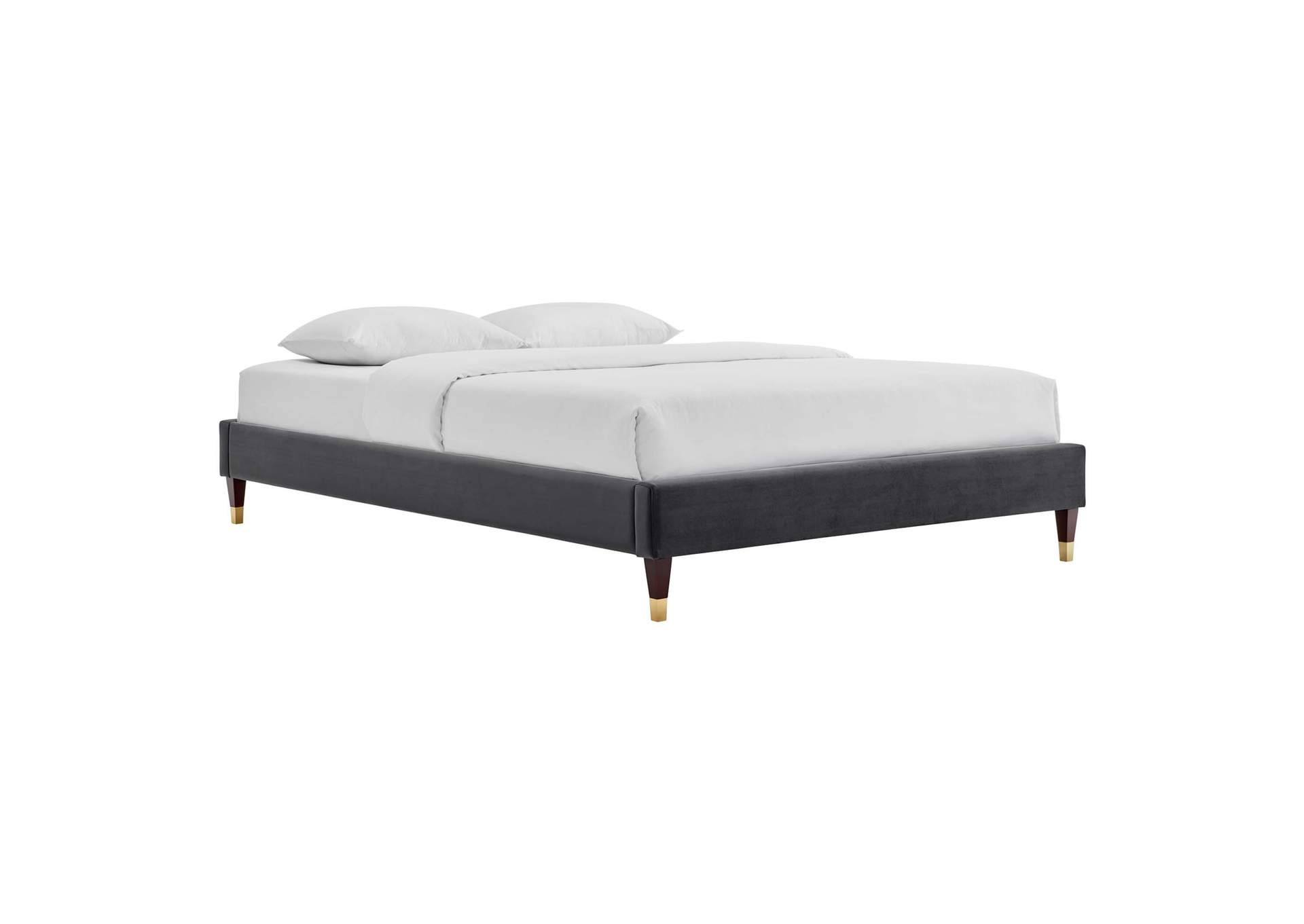 Charcoal Harlow Queen Performance Velvet Platform Bed Frame,Modway
