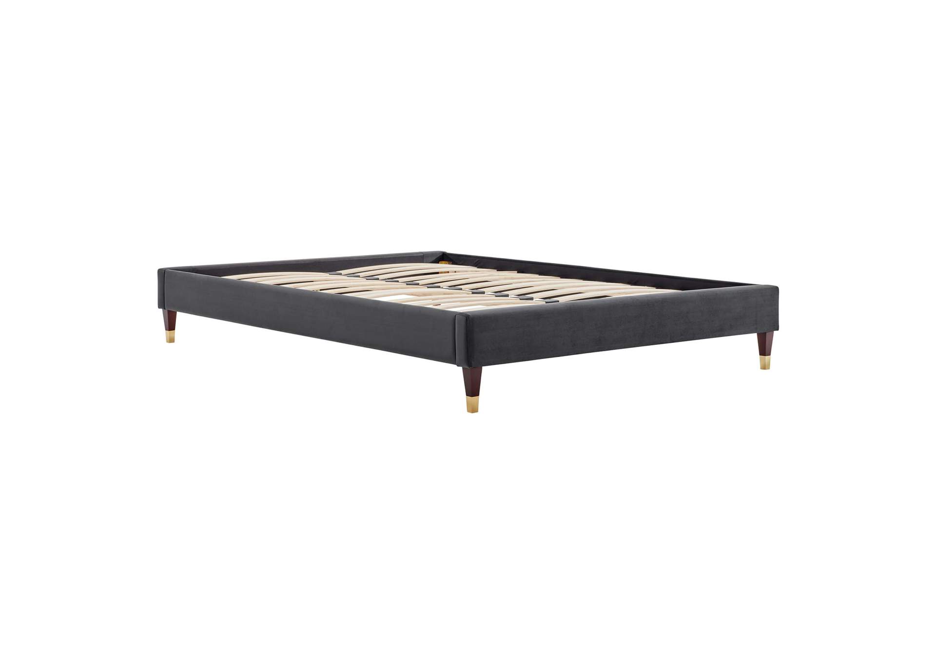 Charcoal Harlow Queen Performance Velvet Platform Bed Frame,Modway