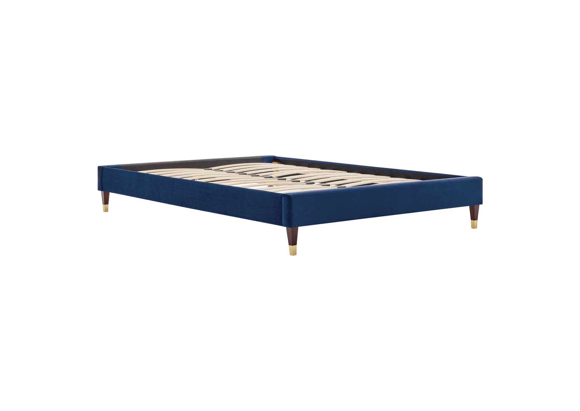 Navy Harlow Queen Performance Velvet Platform Bed Frame,Modway