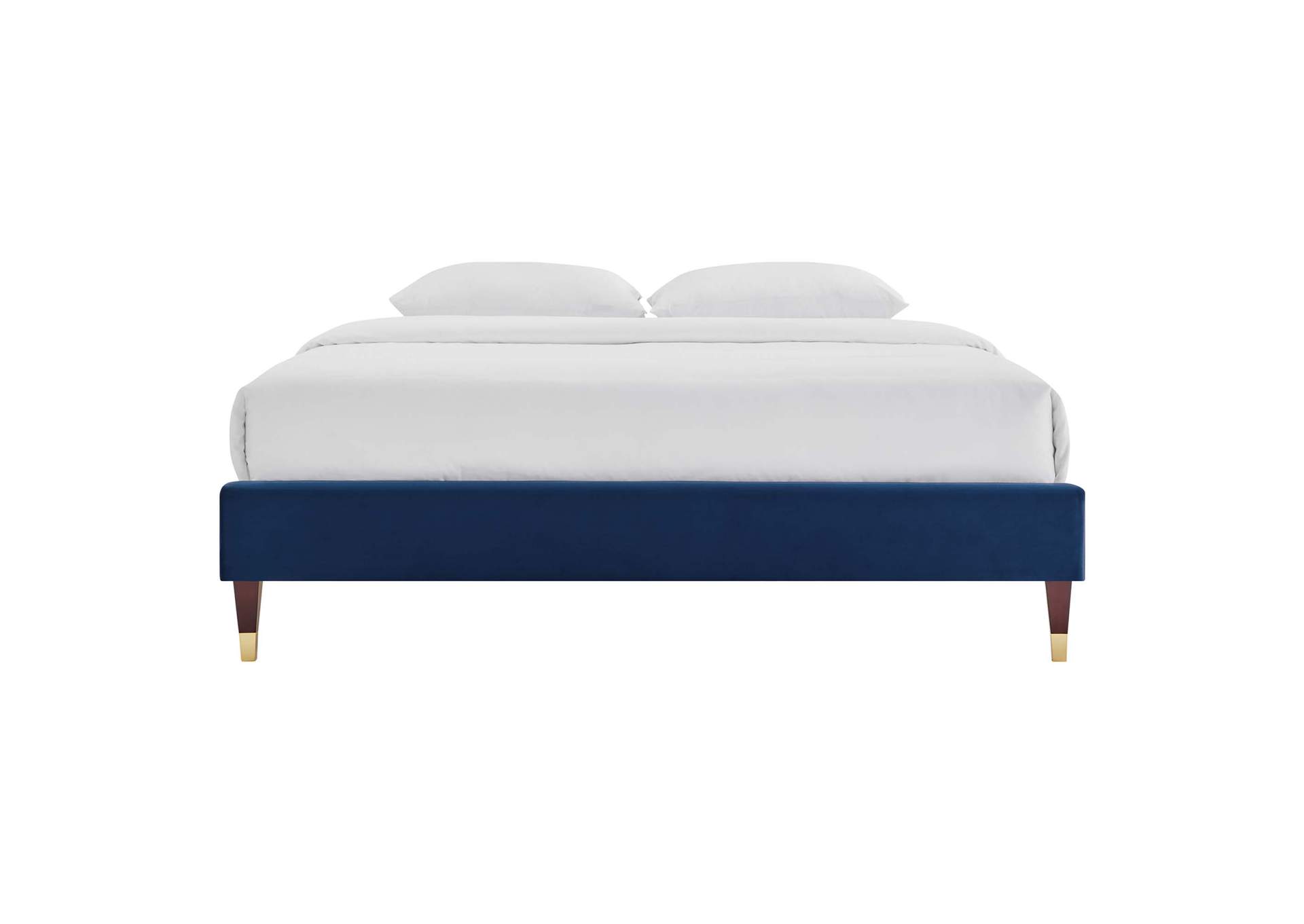 Navy Harlow Queen Performance Velvet Platform Bed Frame,Modway