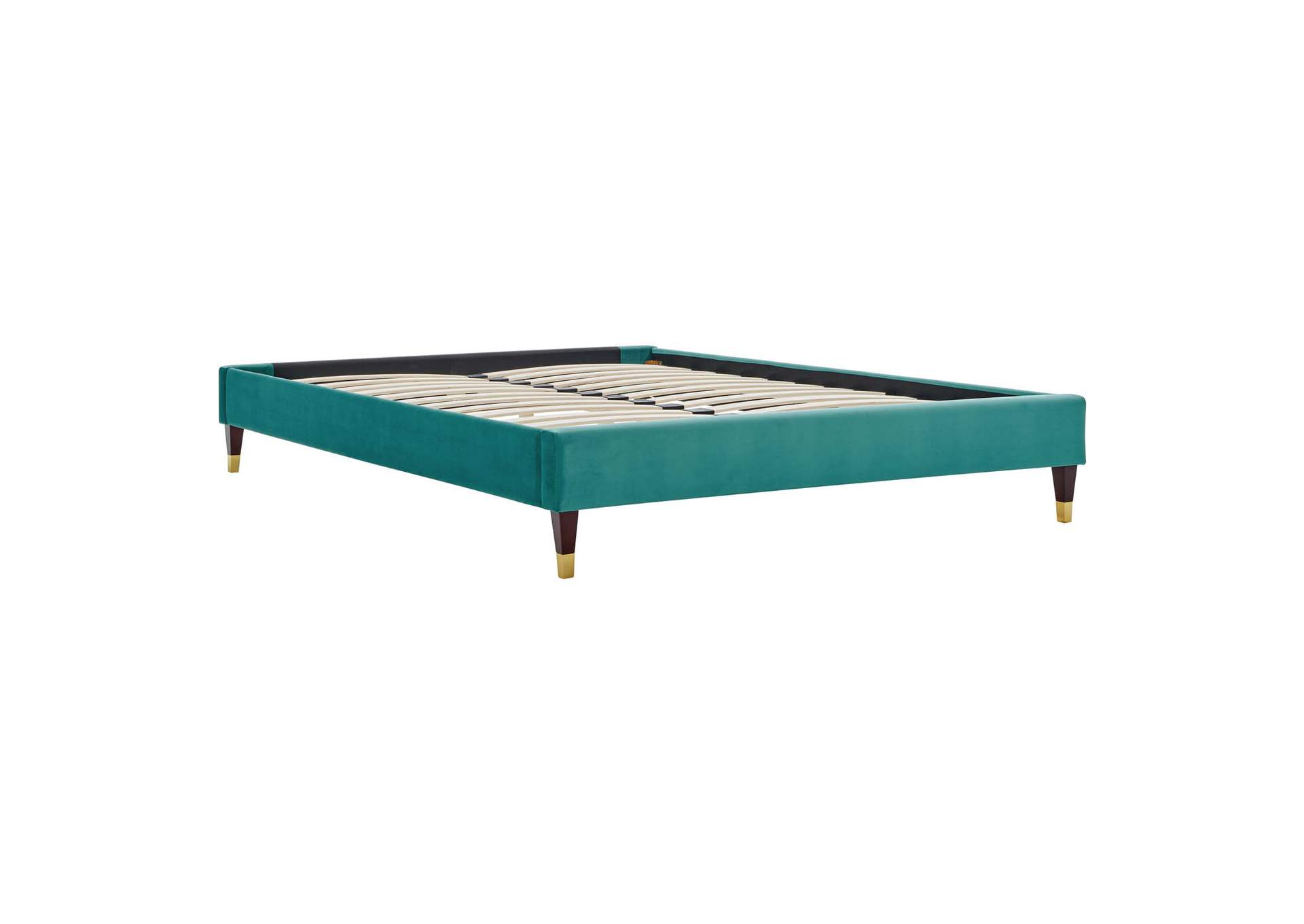 Teal Harlow Queen Performance Velvet Platform Bed Frame,Modway