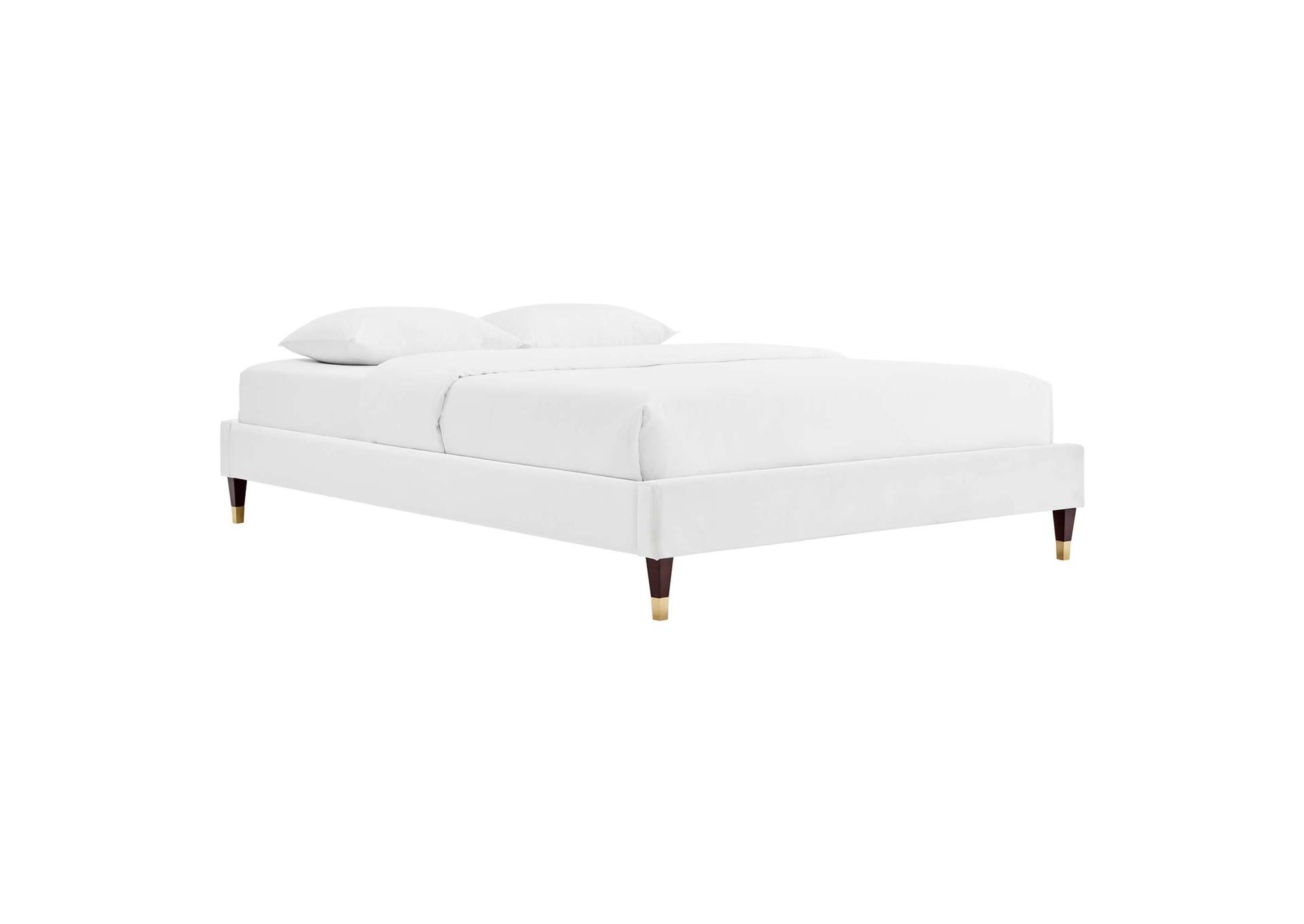 White Harlow Queen Performance Velvet Platform Bed Frame,Modway