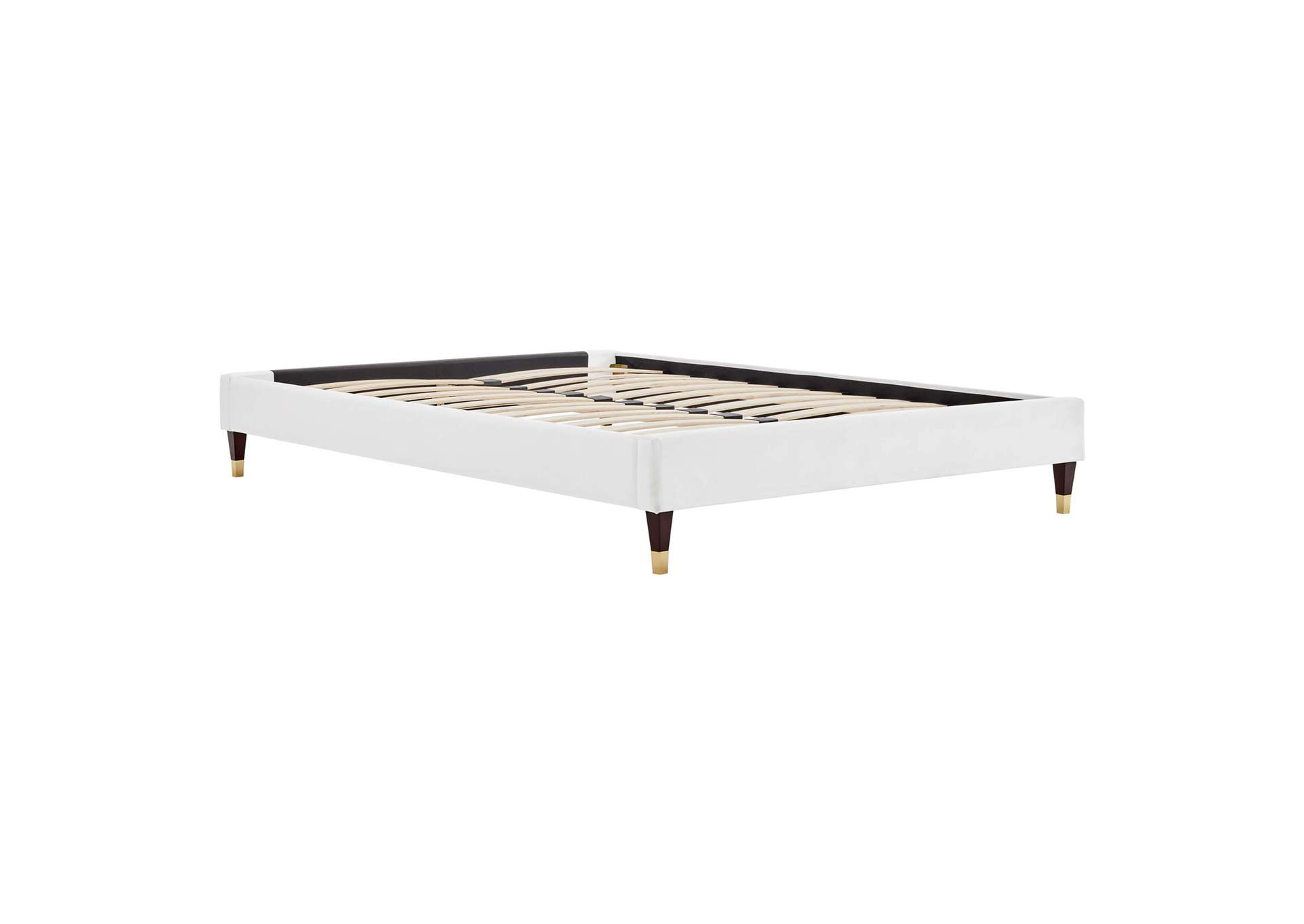 White Harlow Queen Performance Velvet Platform Bed Frame,Modway