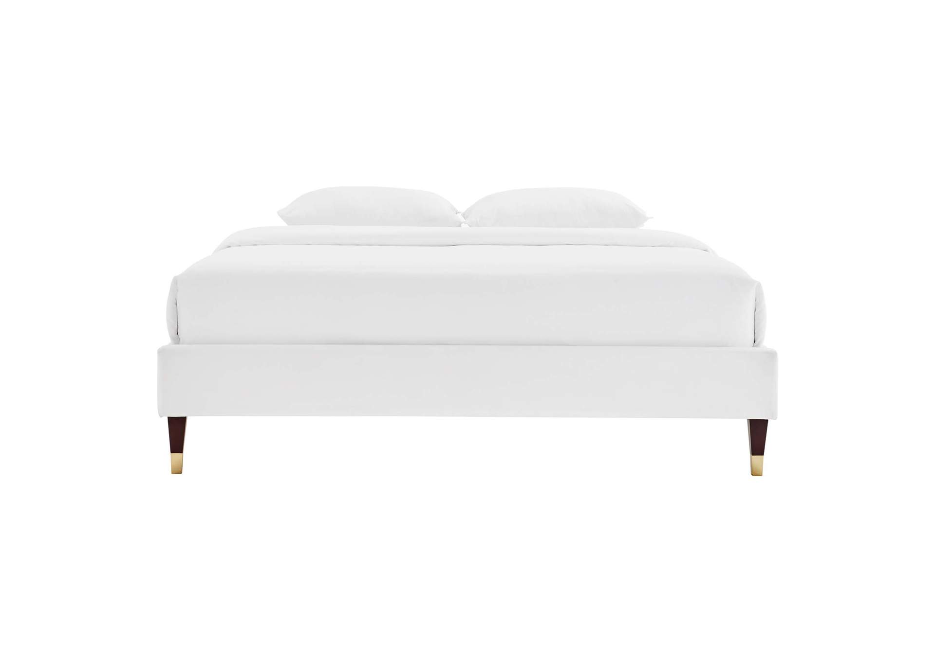 White Harlow Queen Performance Velvet Platform Bed Frame,Modway