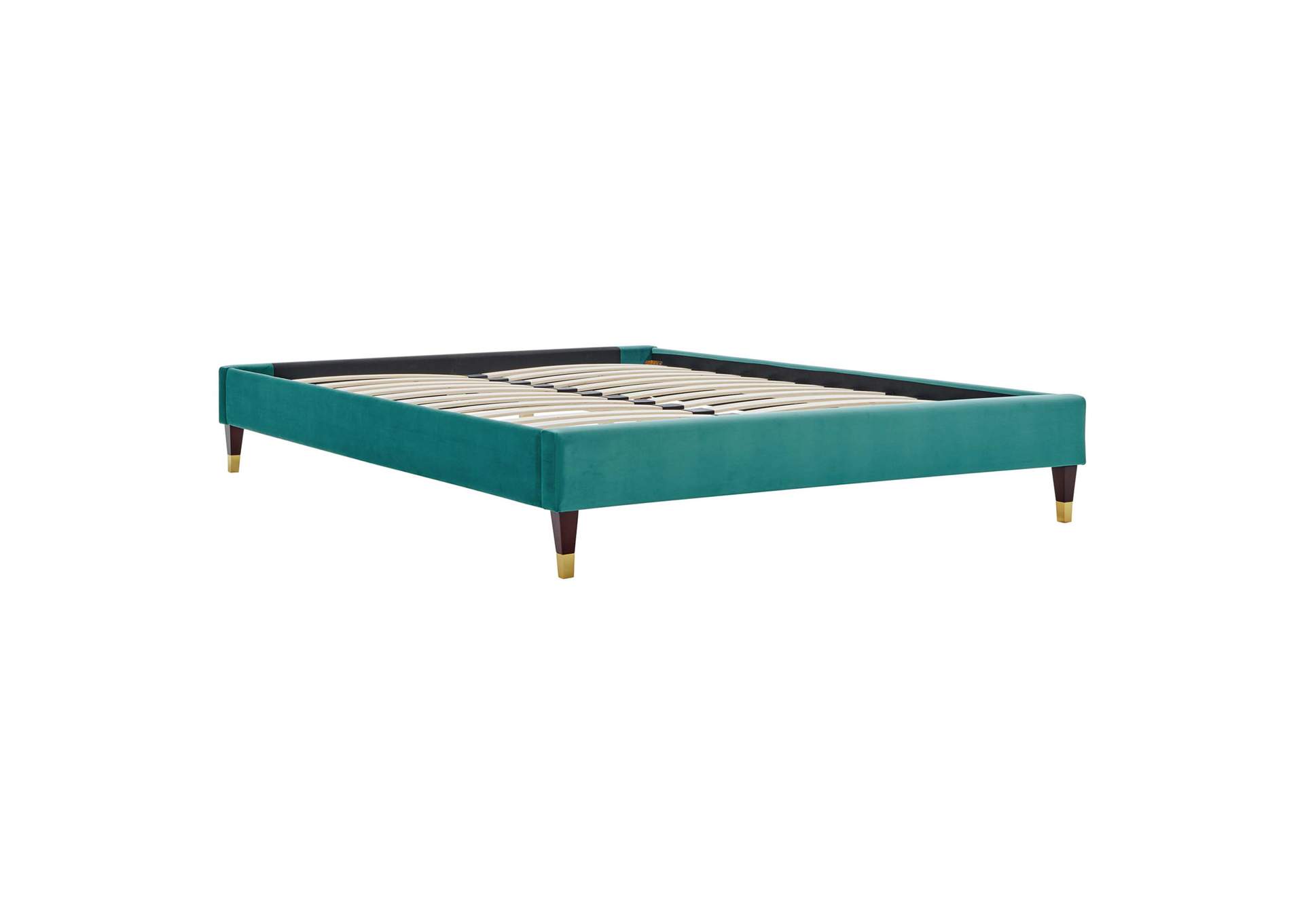 Teal Harlow King Performance Velvet Platform Bed Frame,Modway