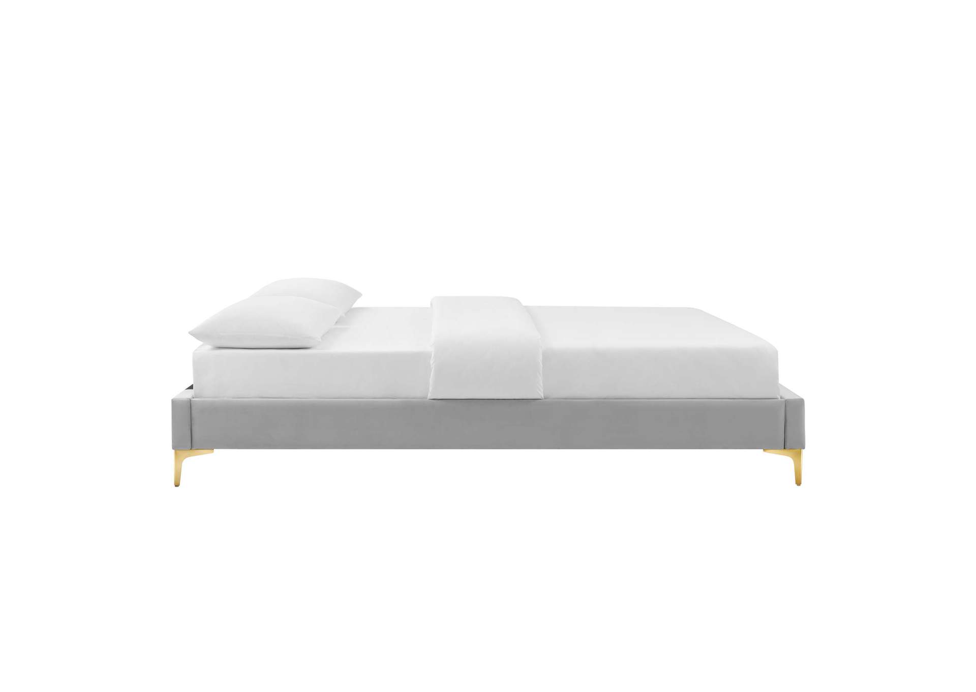 Light Gray Sutton Queen Performance Velvet Bed Frame,Modway