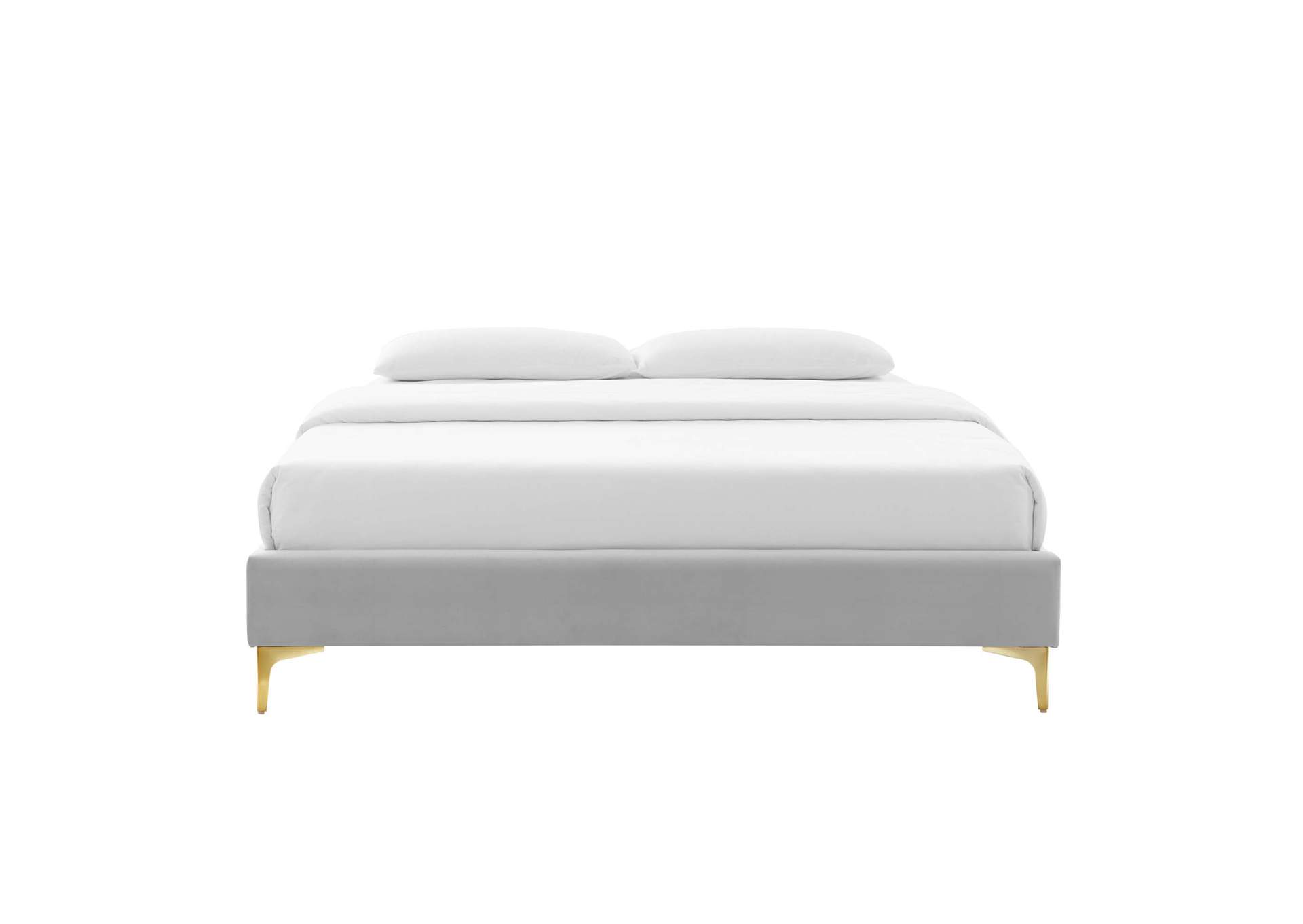 Light Gray Sutton Queen Performance Velvet Bed Frame,Modway