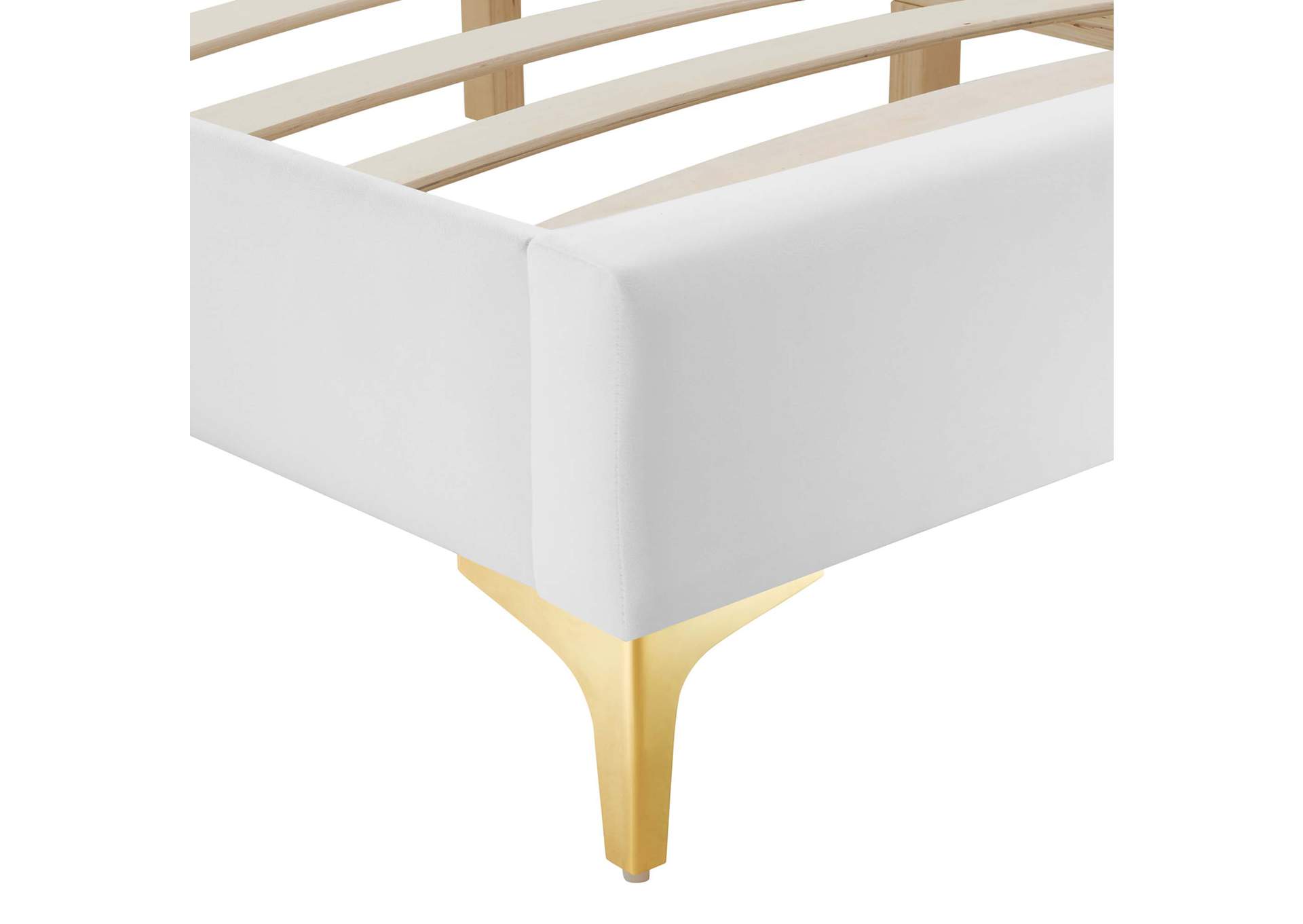 White Sutton Queen Performance Velvet Bed Frame,Modway
