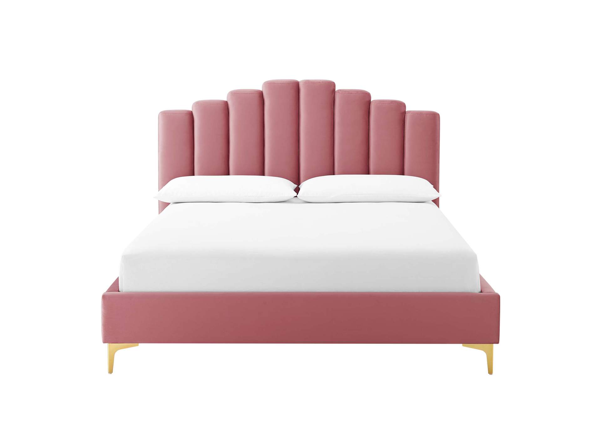Dusty Rose Olivia Queen Performance Velvet Platform Bed,Modway
