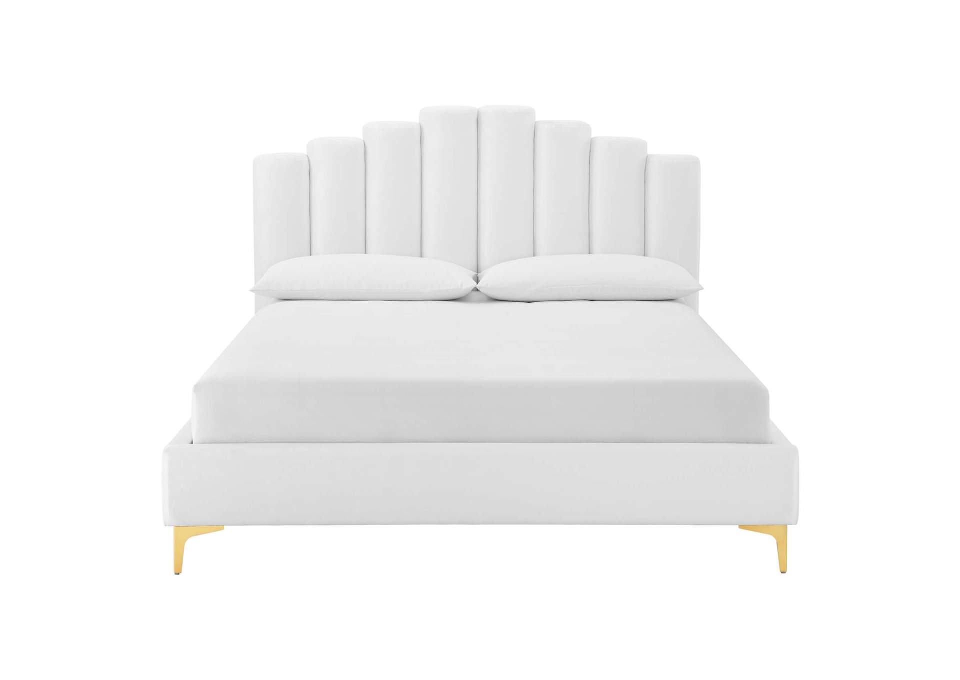 White Olivia Queen Performance Velvet Platform Bed,Modway