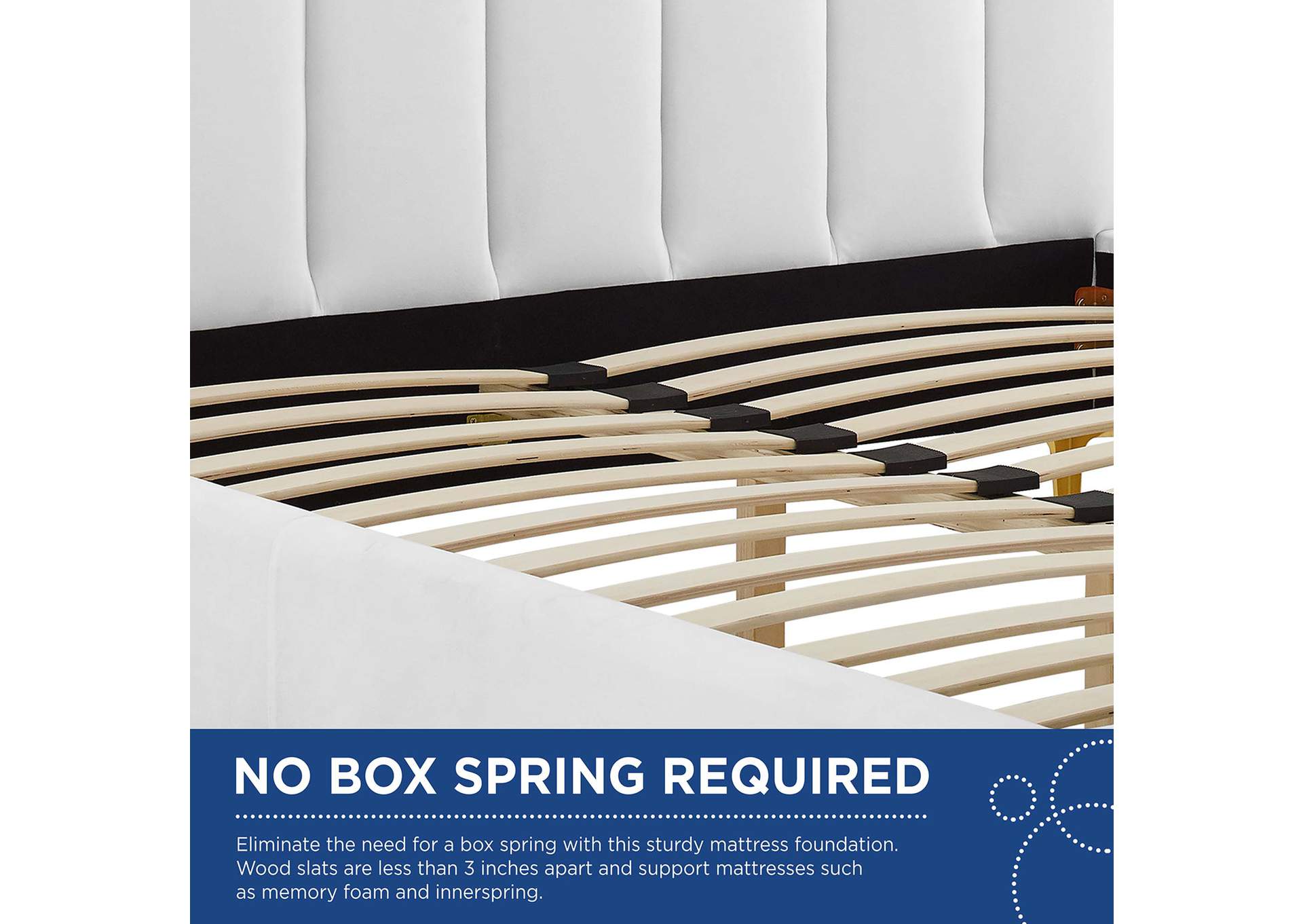 White Olivia Queen Performance Velvet Platform Bed,Modway