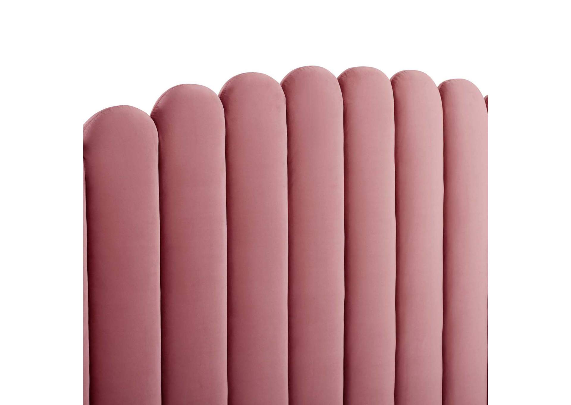 Dusty Rose Lana Queen Performance Velvet Wingback Platform Bed,Modway