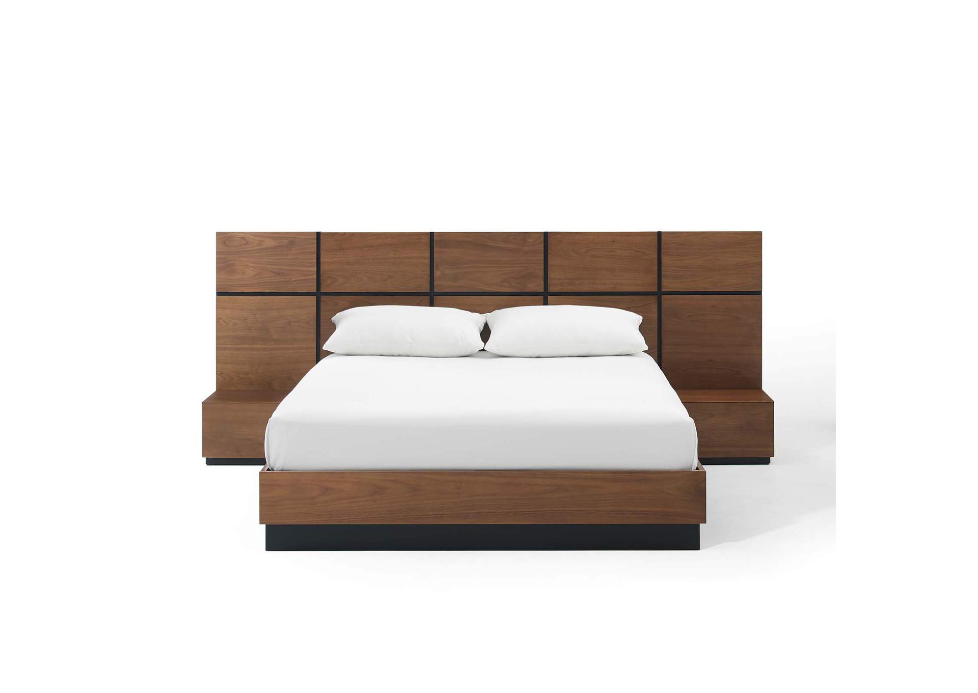 Walnut Caima 3 Piece Queen Bedroom Set,Modway