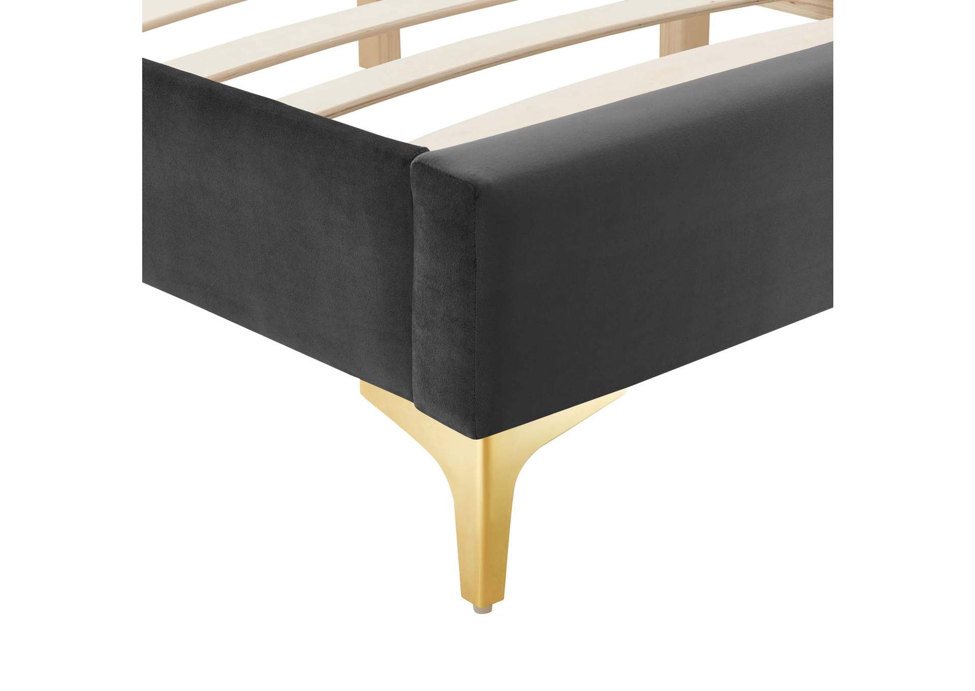 Charcoal Sutton Twin Performance Velvet Bed Frame,Modway