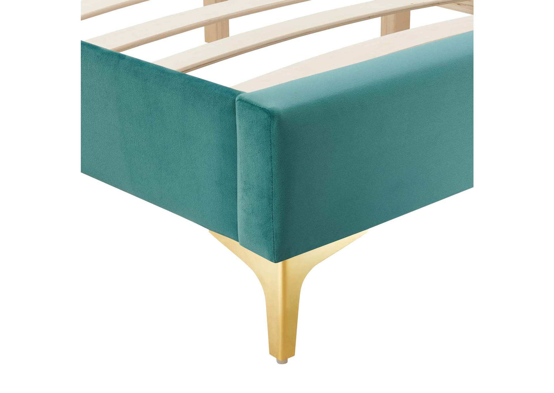 Teal Sutton Twin Performance Velvet Bed Frame,Modway