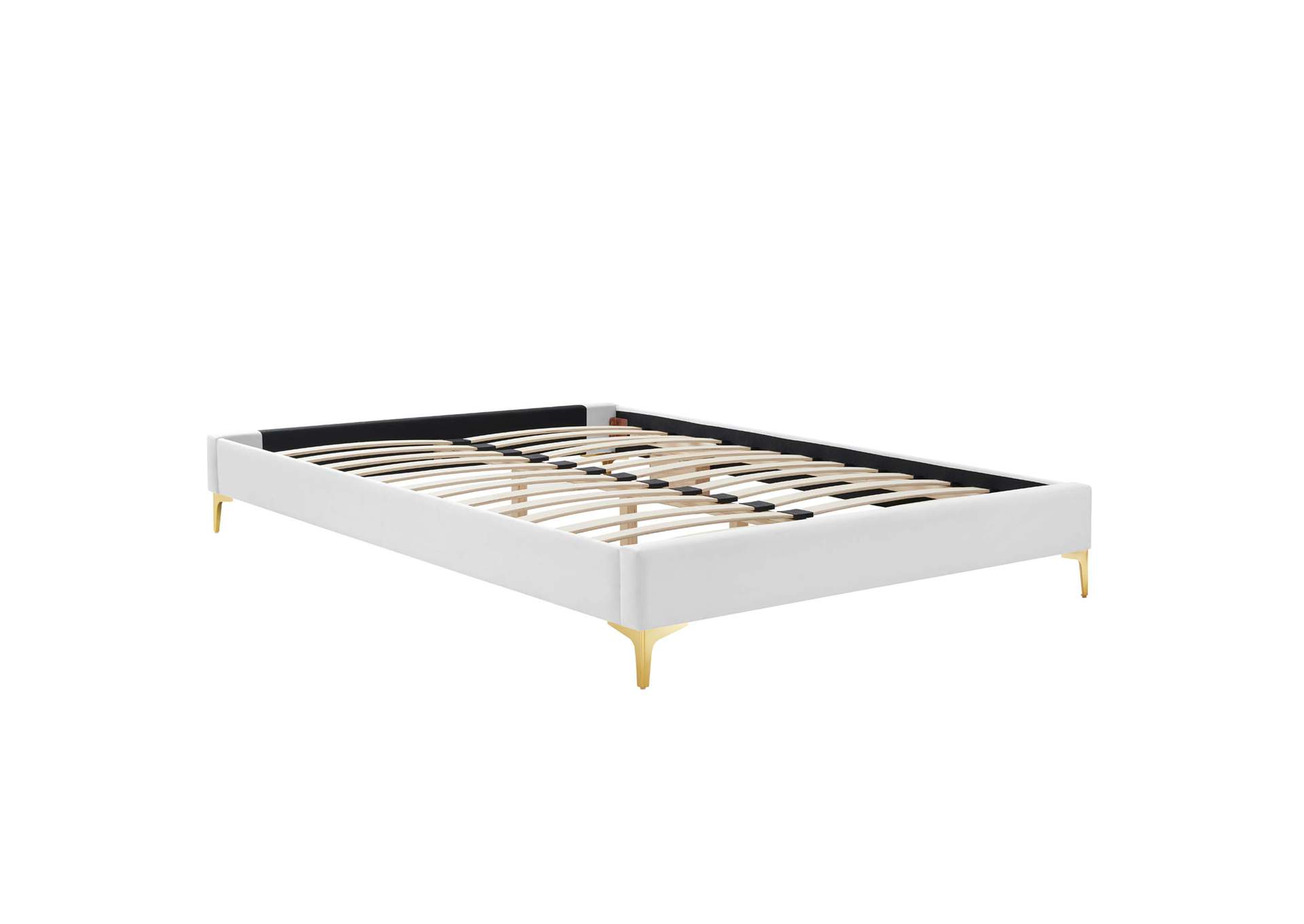 White Sutton Twin Performance Velvet Bed Frame,Modway