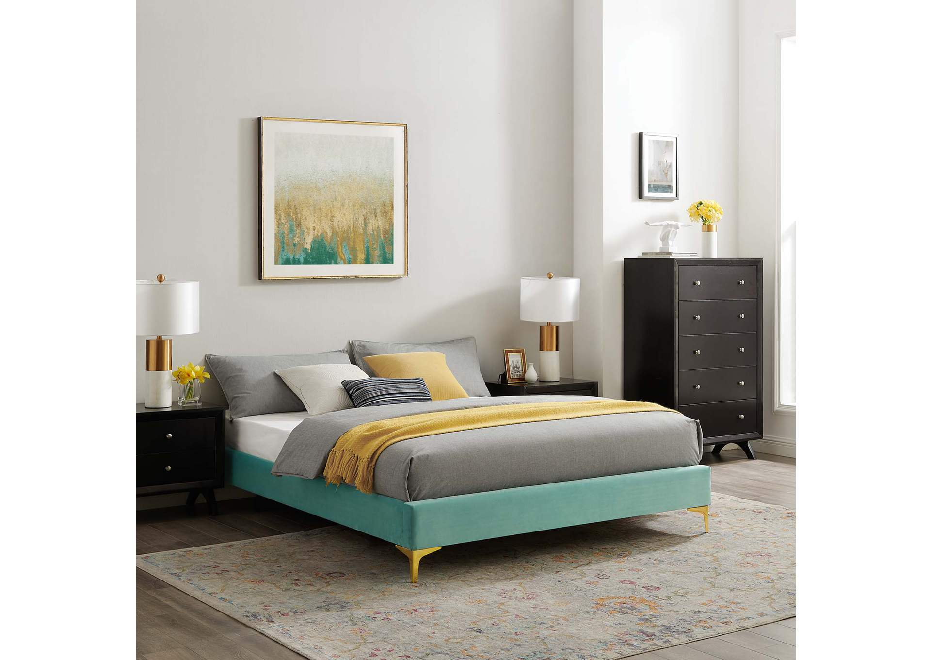 Mint Sutton King Performance Velvet Bed Frame,Modway