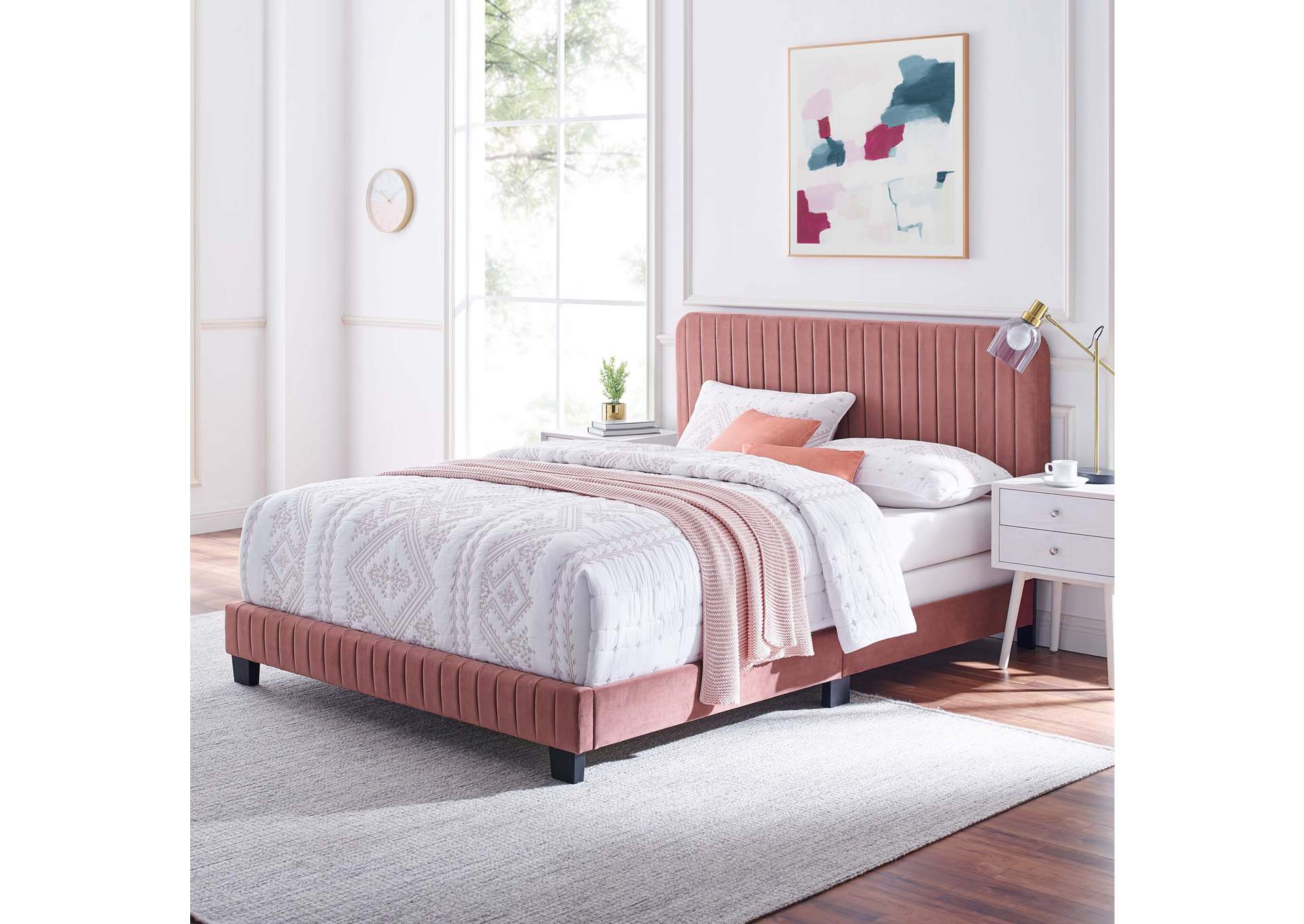Celine Channel Tufted Performance Velvet King Bed,Modway