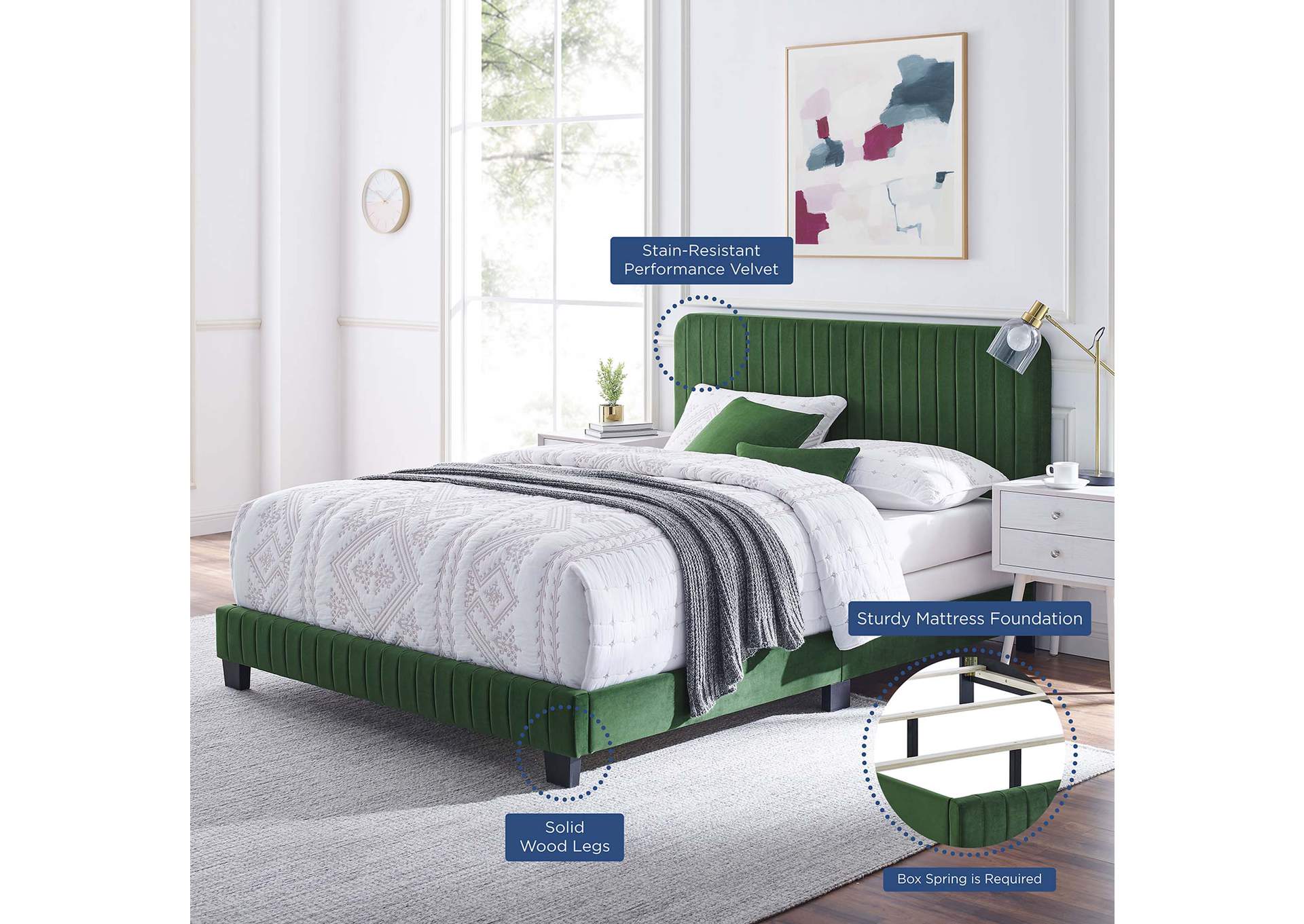 Celine Channel Tufted Performance Velvet King Bed,Modway